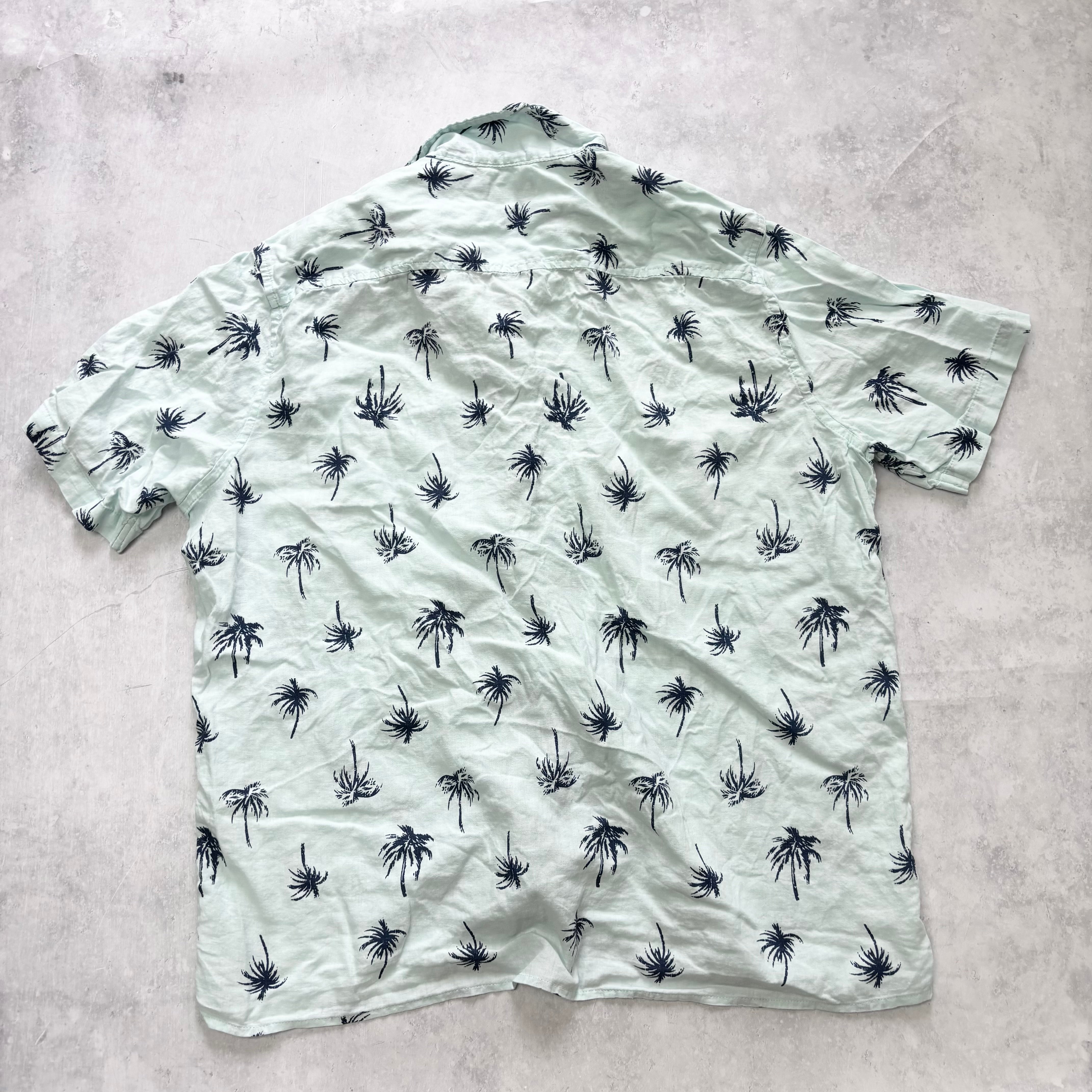 Chaps Hawaiian Shirt Mens XL Blue Floral Aloha Short Sleeve Rayon (E)