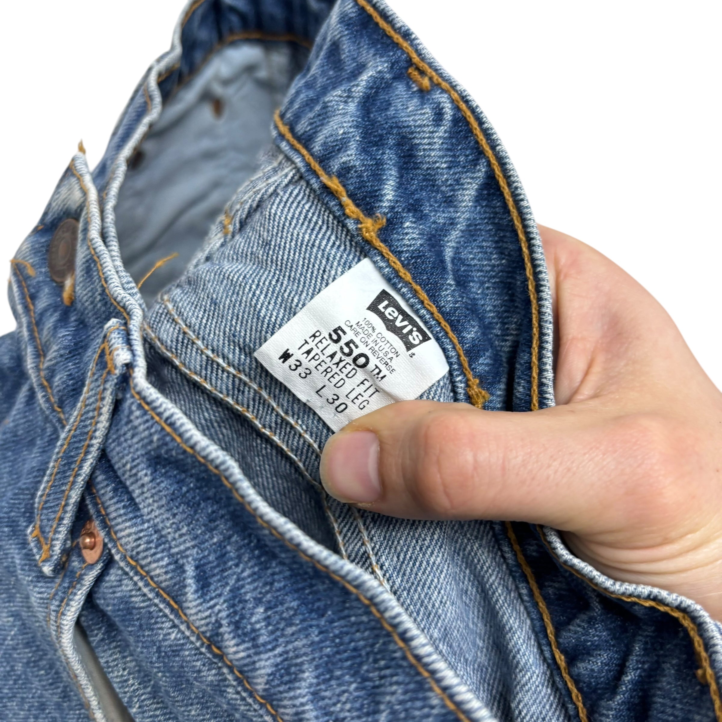 Levis 550 Jeans W32 L30 Mens Mid Blue Relaxed Tapered Fit Vintage Made In USA