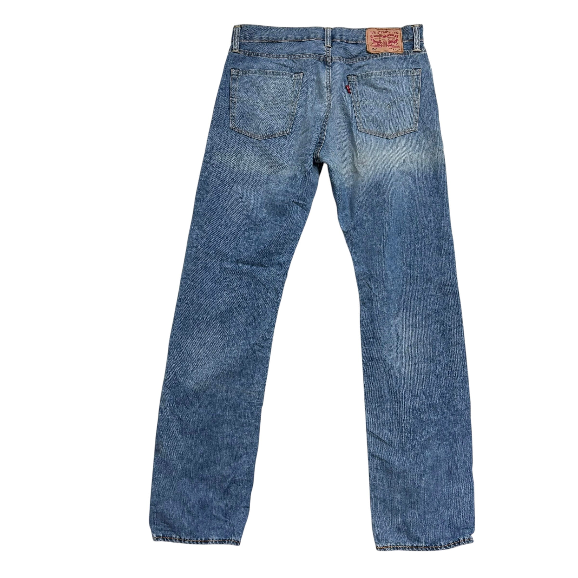 Levis 504 Jeans W33 L34 Mens Mid Blue Regular Straight Fit Denim
