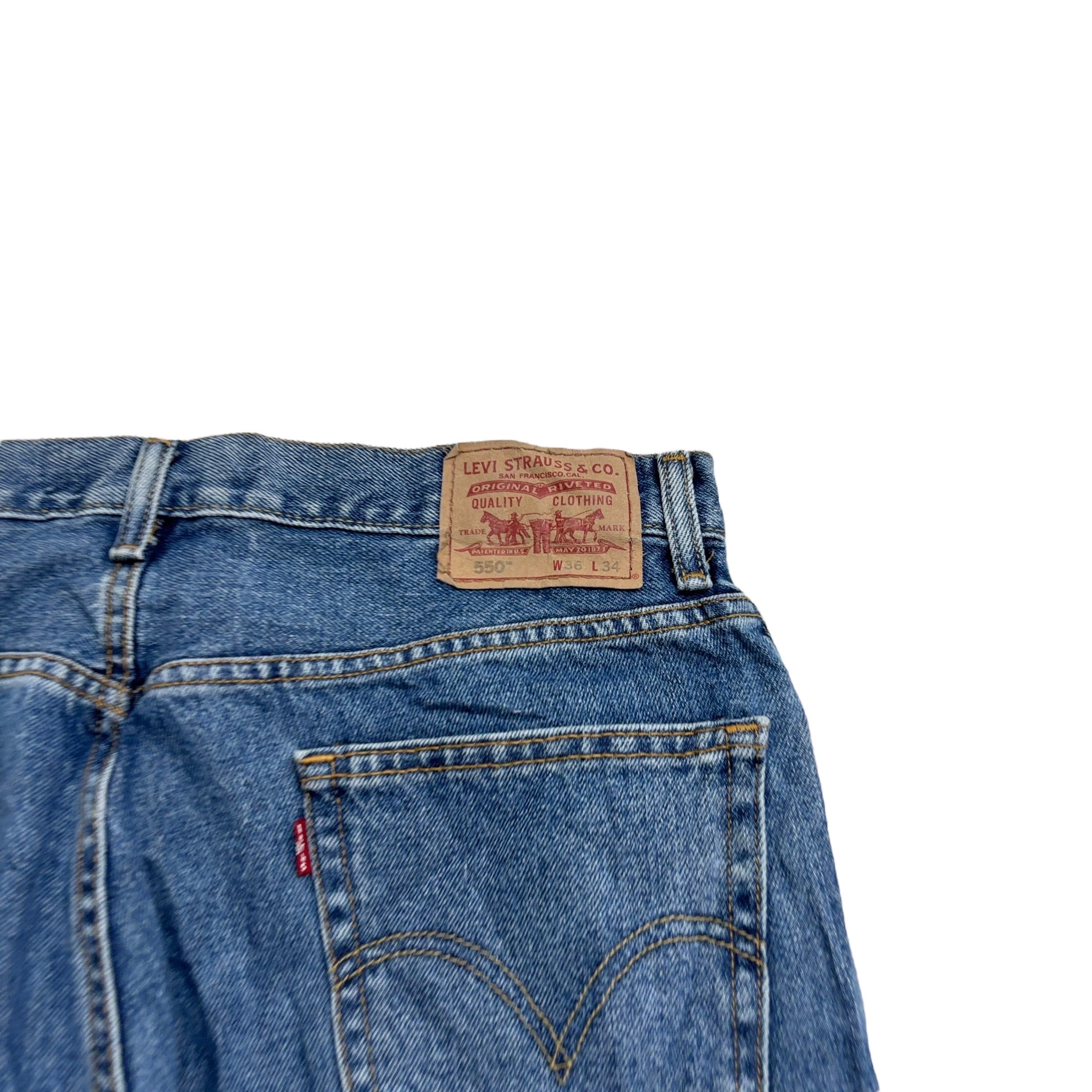 Levis 550 Jeans W36 L34 Mens Mid Blue Baggy Relaxed Straight Fit Vintage (E)