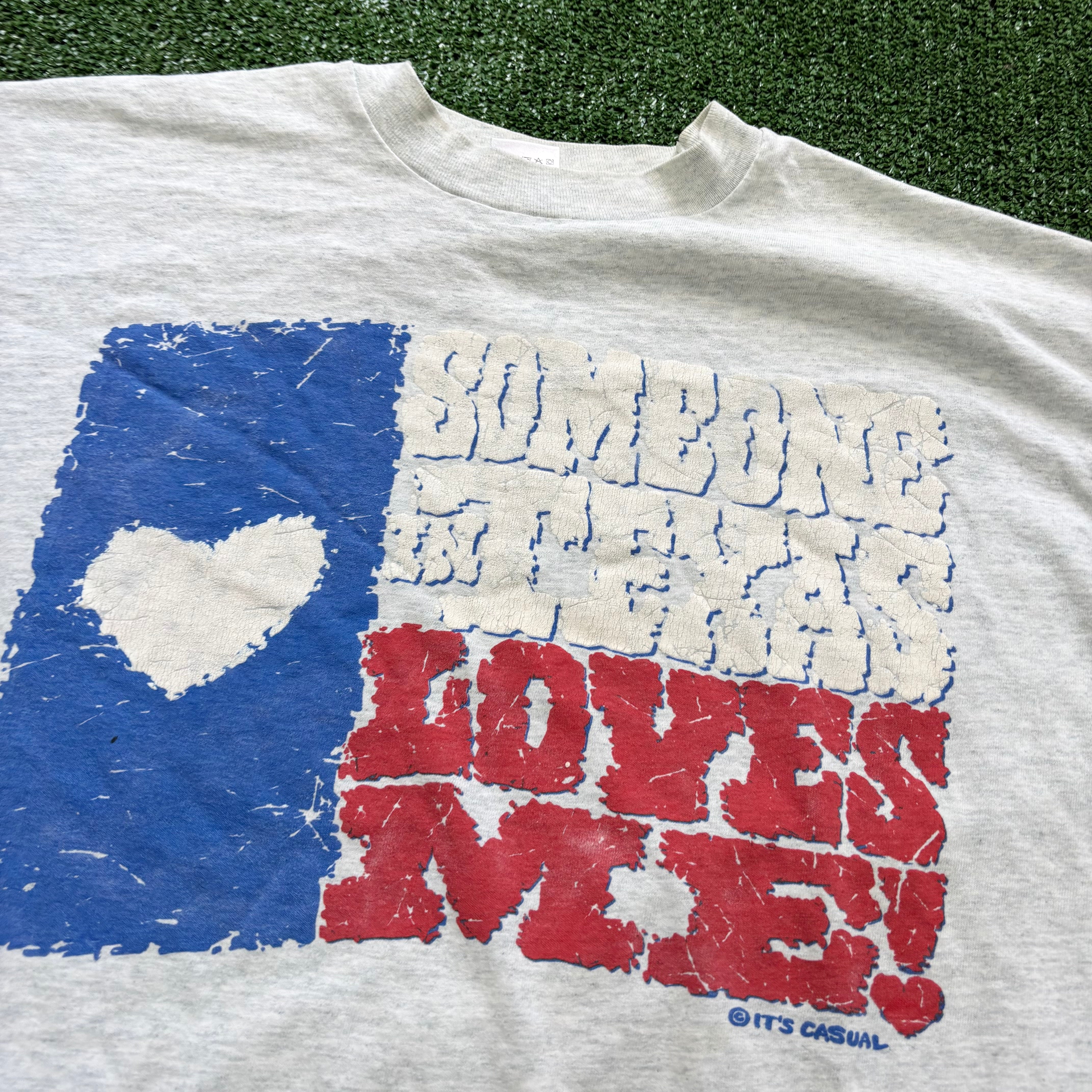 Vintage T Shirt Mens XL Grey Single Stitch Graphic Print 90s Texas USA