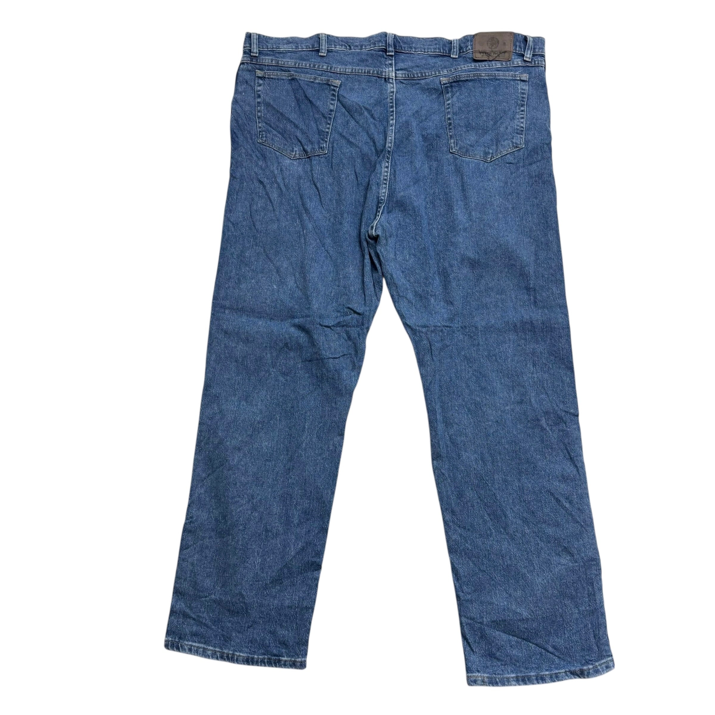 Wrangler Jeans W44 L32 Mens Mid Blue Relaxed Straight Fit Stretch Denim (E)