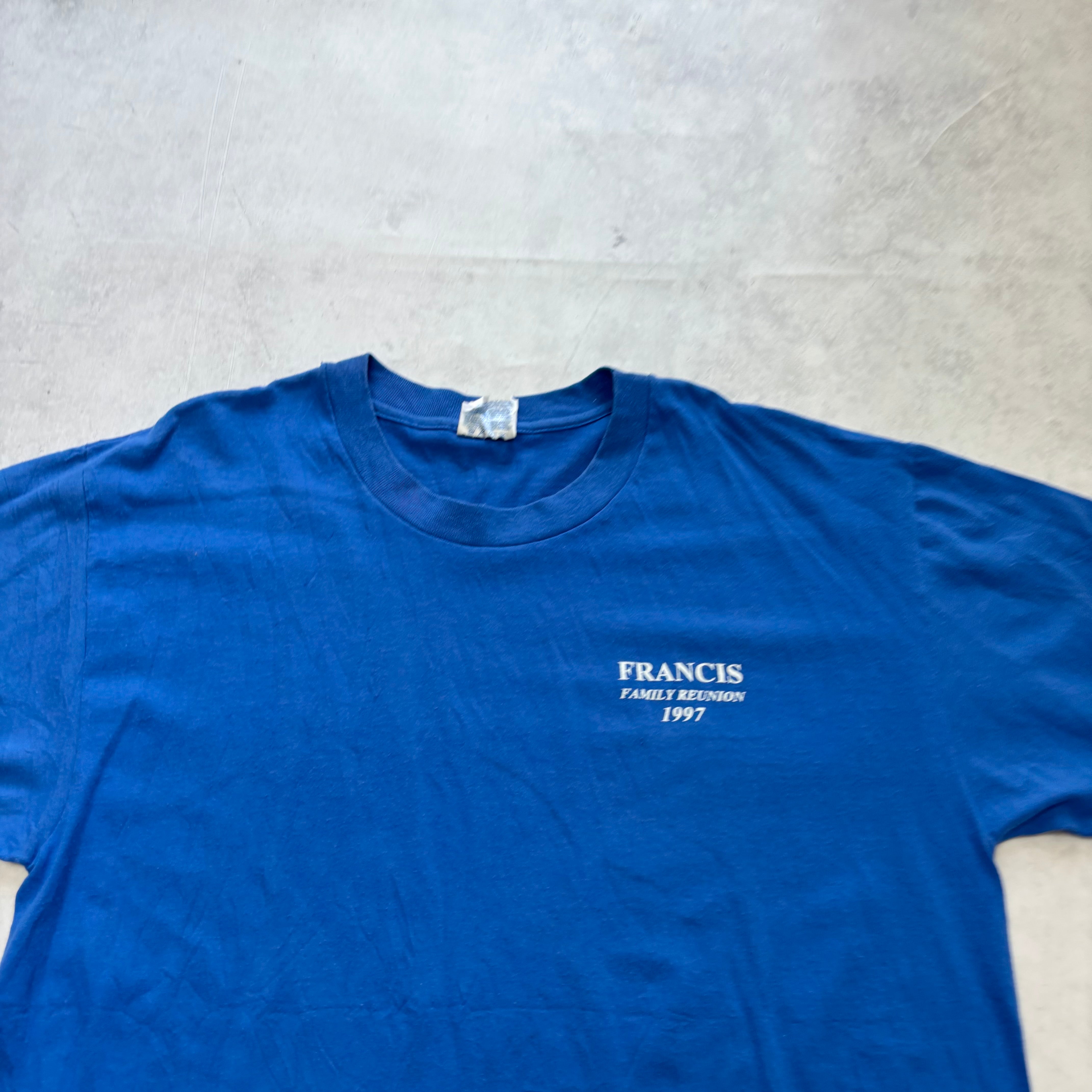 Vintage T Shirt Mens Large Blue Single Stitch Graphic Print 90s USA