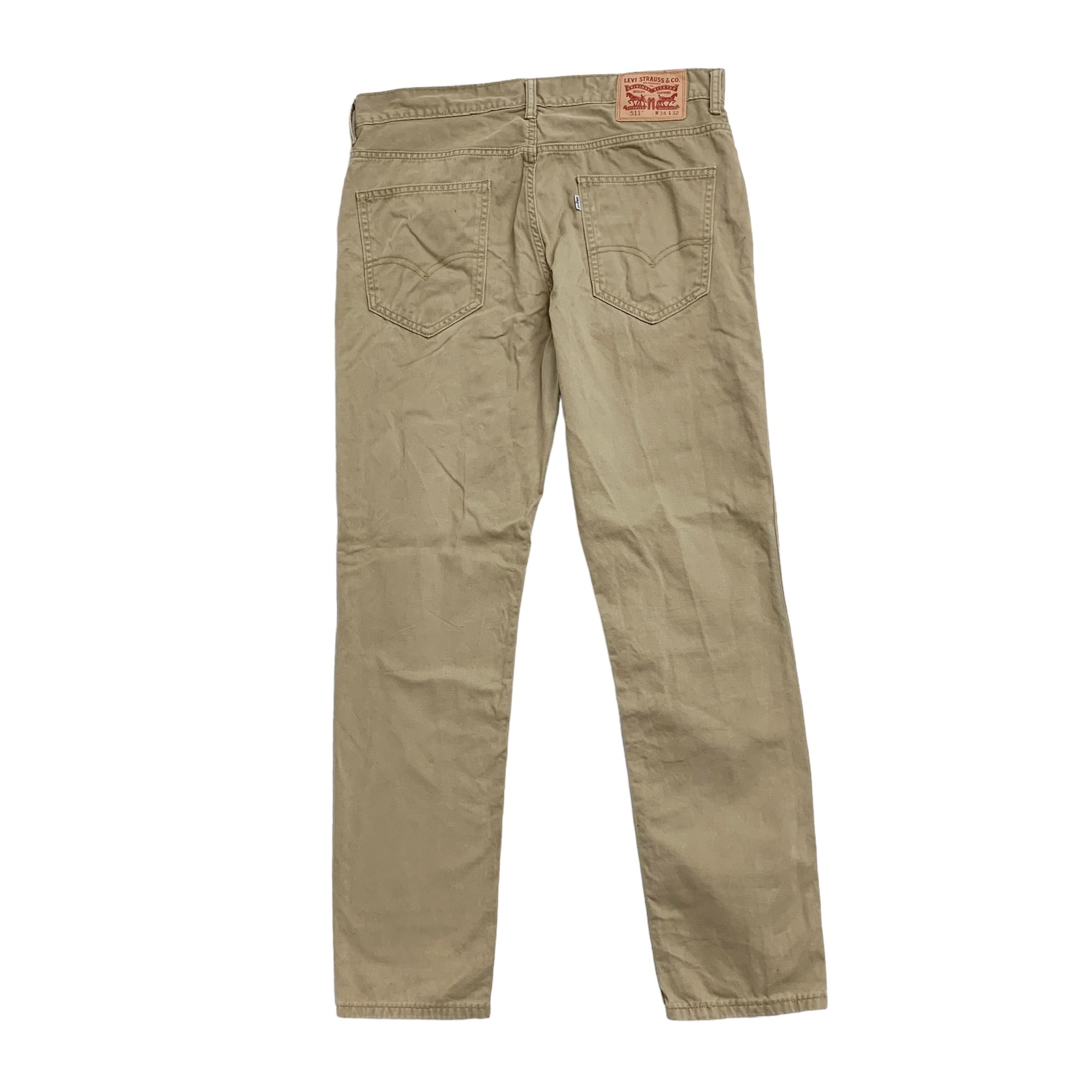 Levis 511 Trousers W34 L32 Mens Beige Tan Slim Fit Cotton Pants