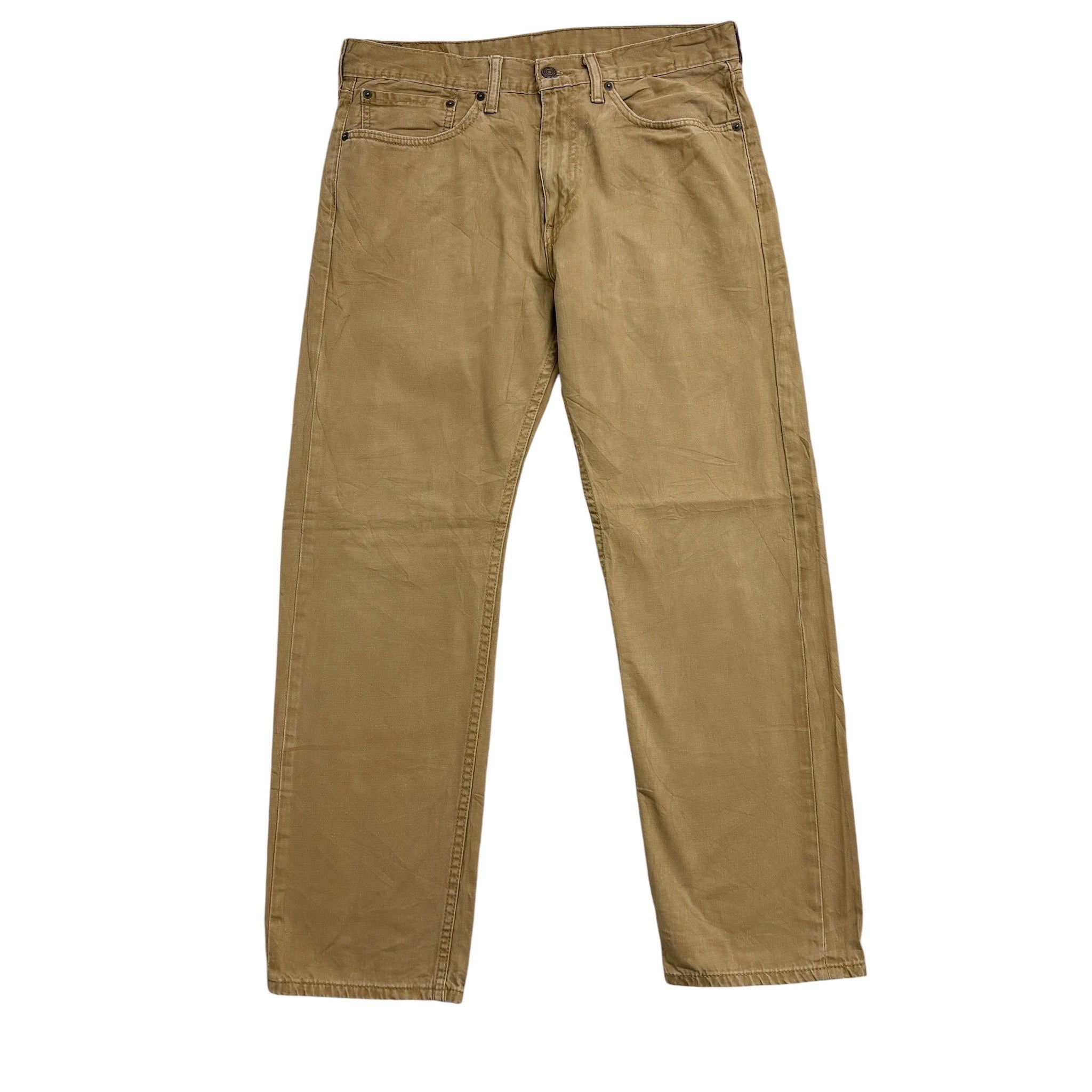 Levis 505 Trousers W34 L30 Mens Beige Tan Regular Straight Fit Cotton Pants