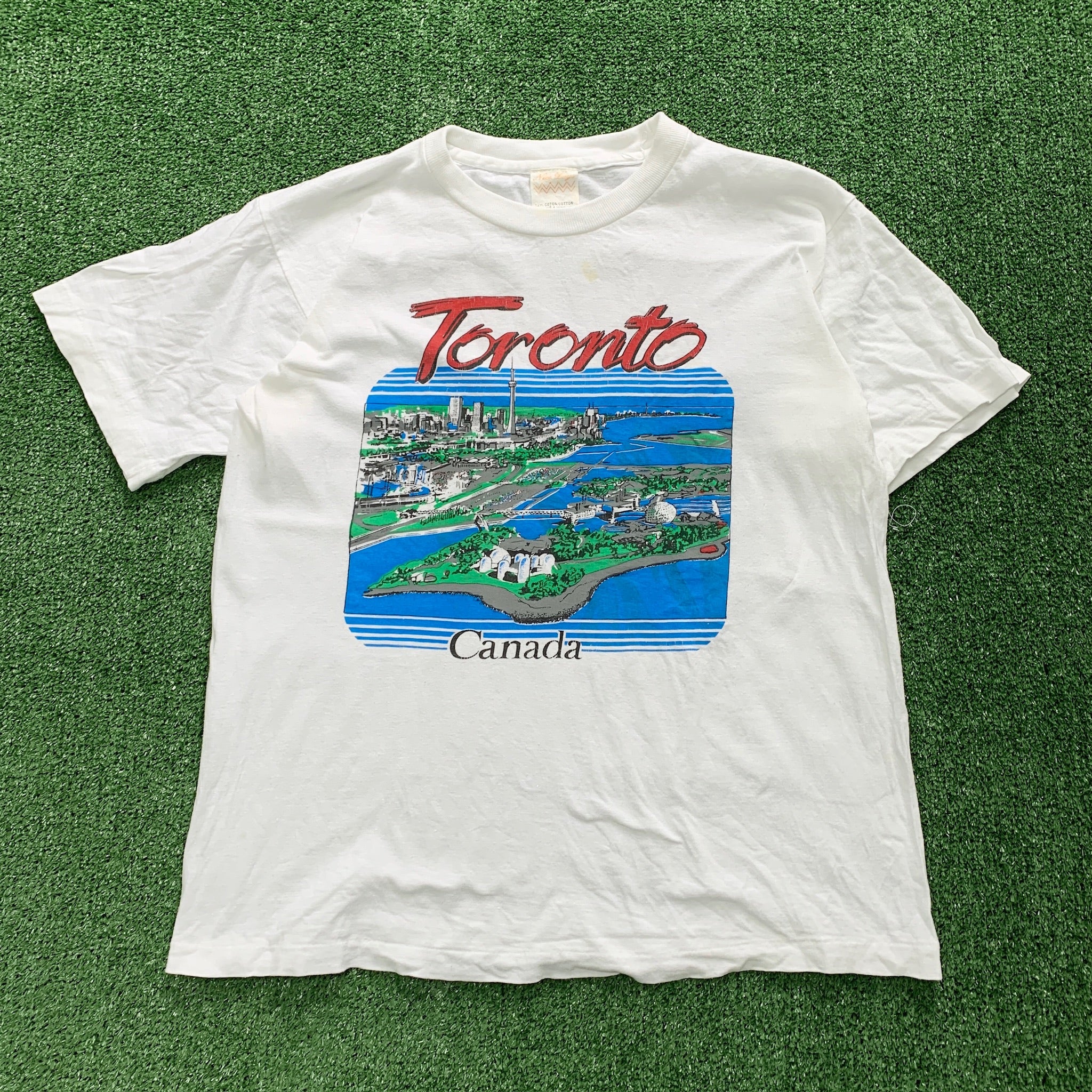 Vintage T Shirt Mens Small White Single Stitch Graphic Print 90s USA Tourist