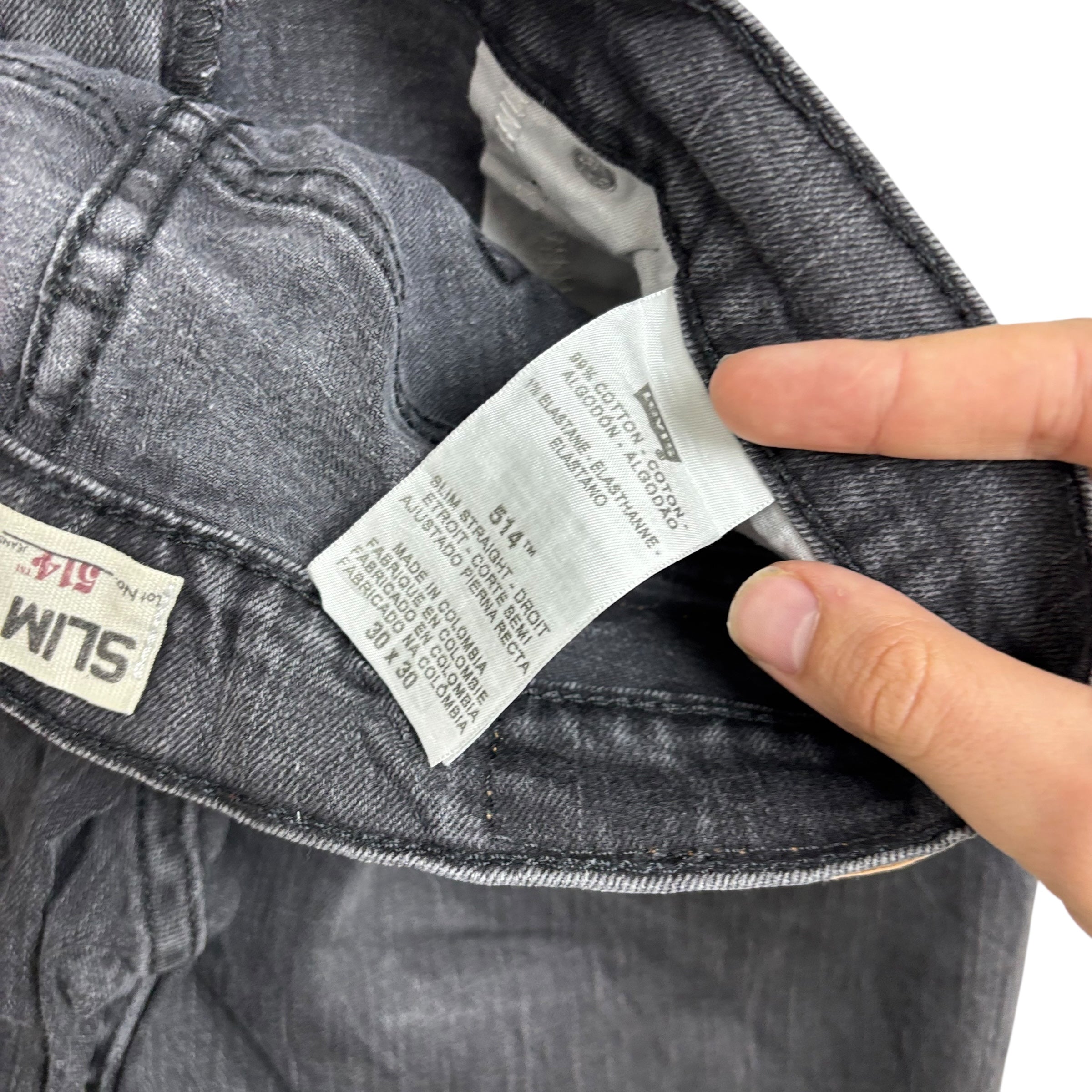 Levis 514 Jeans W30 L30 Mens Black Slim Straight Fit Stretch Vintage Denim