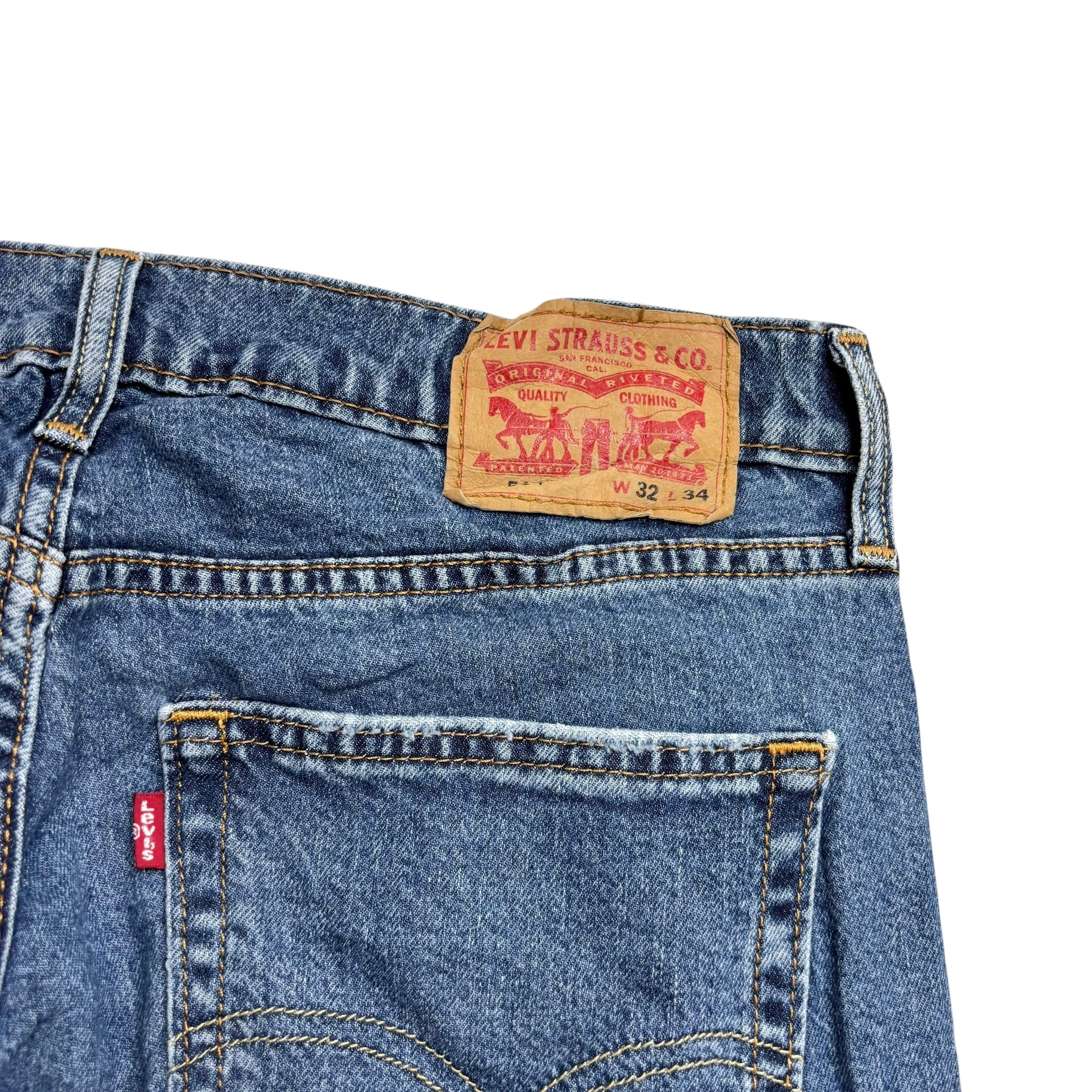 Levis 514 Jeans W32 L34 Mens Mid Blue Regular Straight Fit Stretch Denim (E)