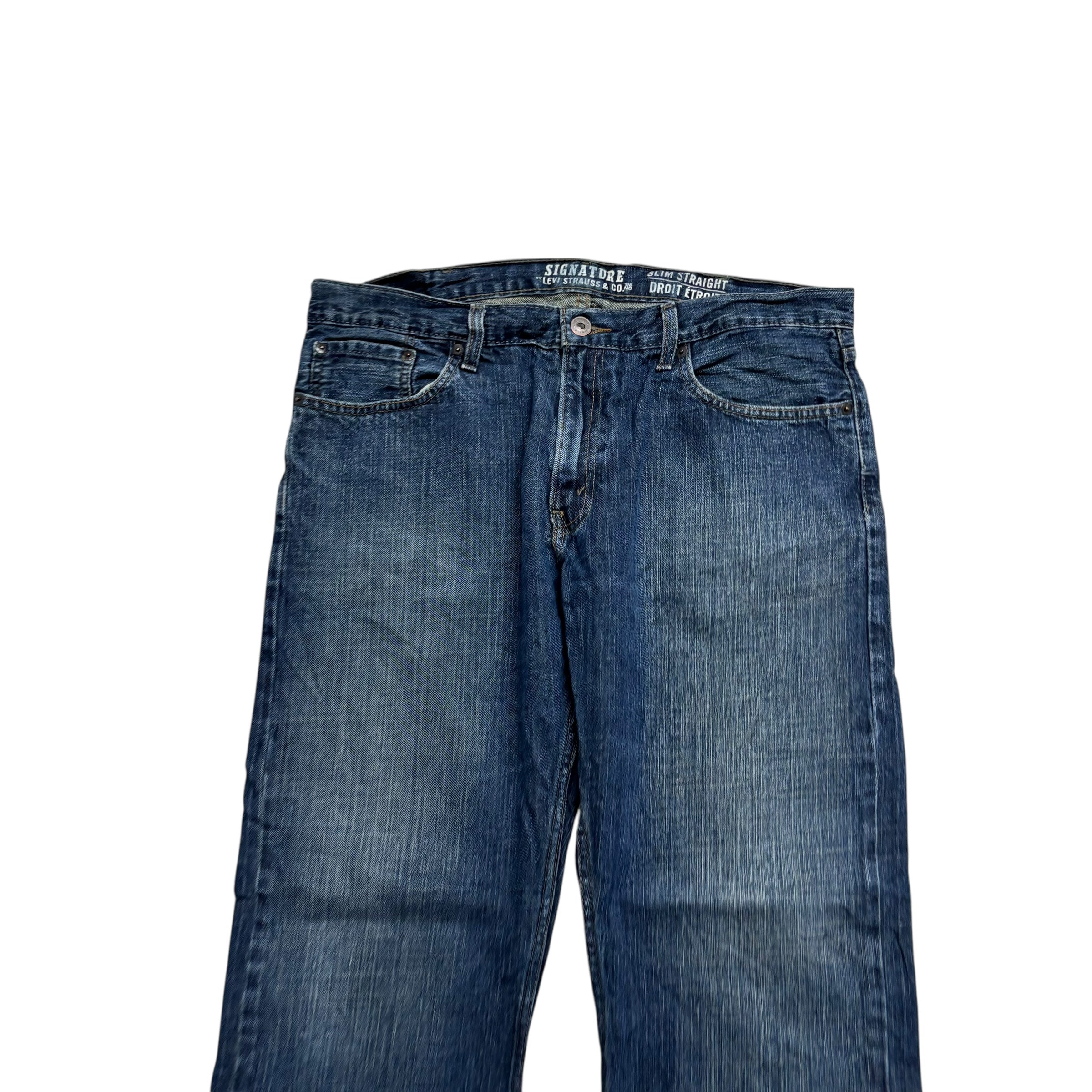 Levis Signature Jeans W38 L32 Mens Dark Blue Regular Straight Vintage Denim (E)