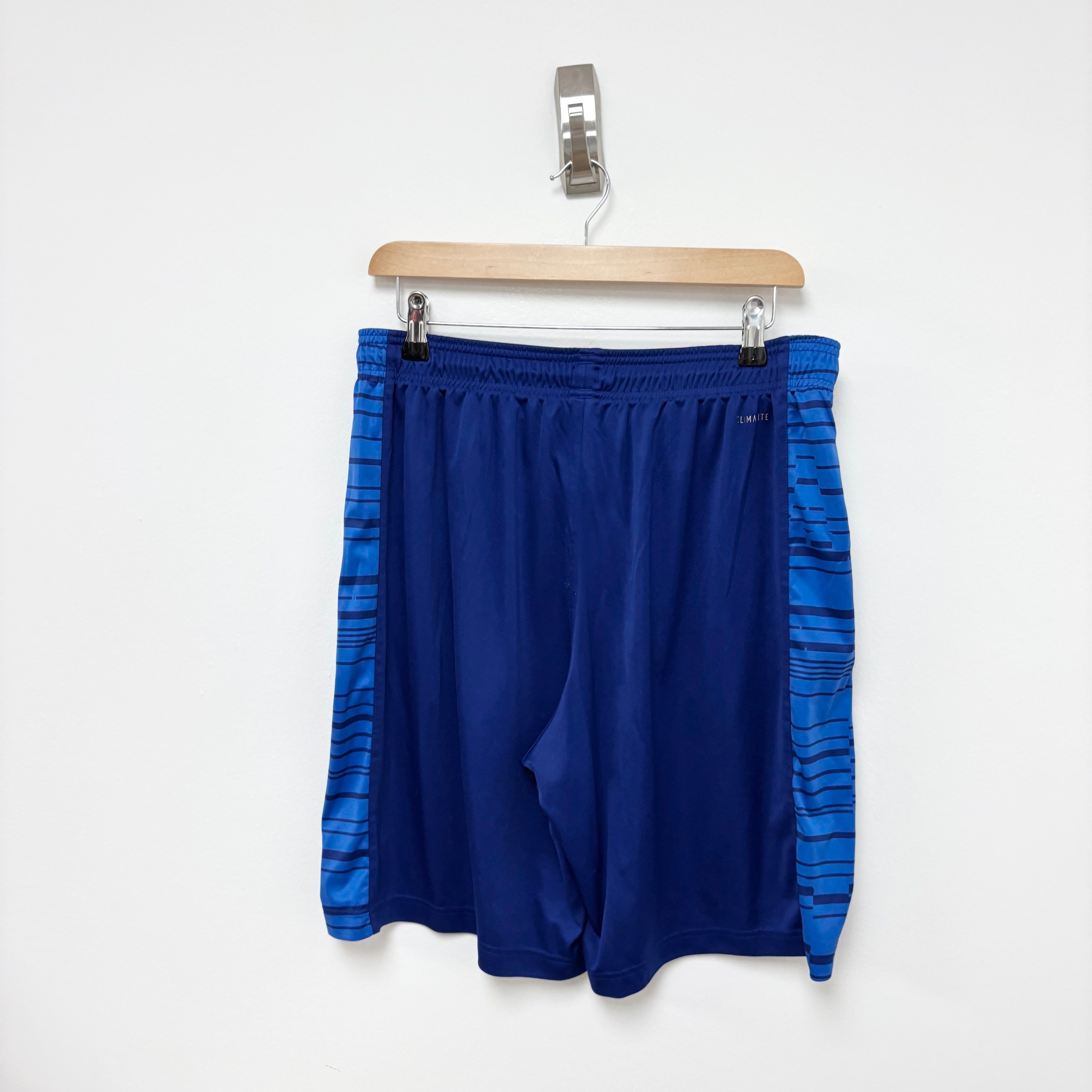 Adidas Shorts Mens Large Blue Sports Running Gym Athletic Pockets (E)