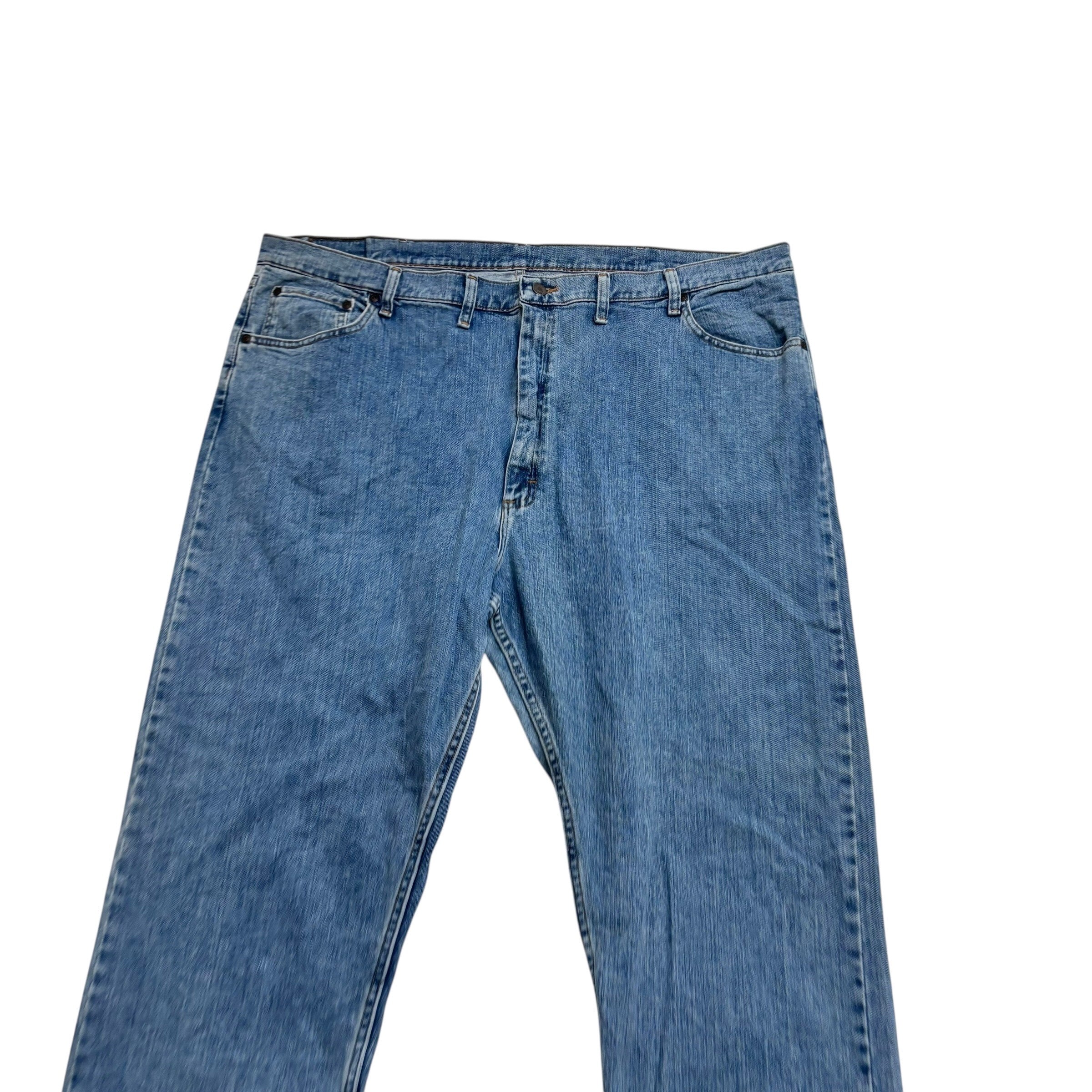 Wrangler Jeans W46 L32 Mens Mid Blue Relaxed Straight Fit Stretch Denim (E)