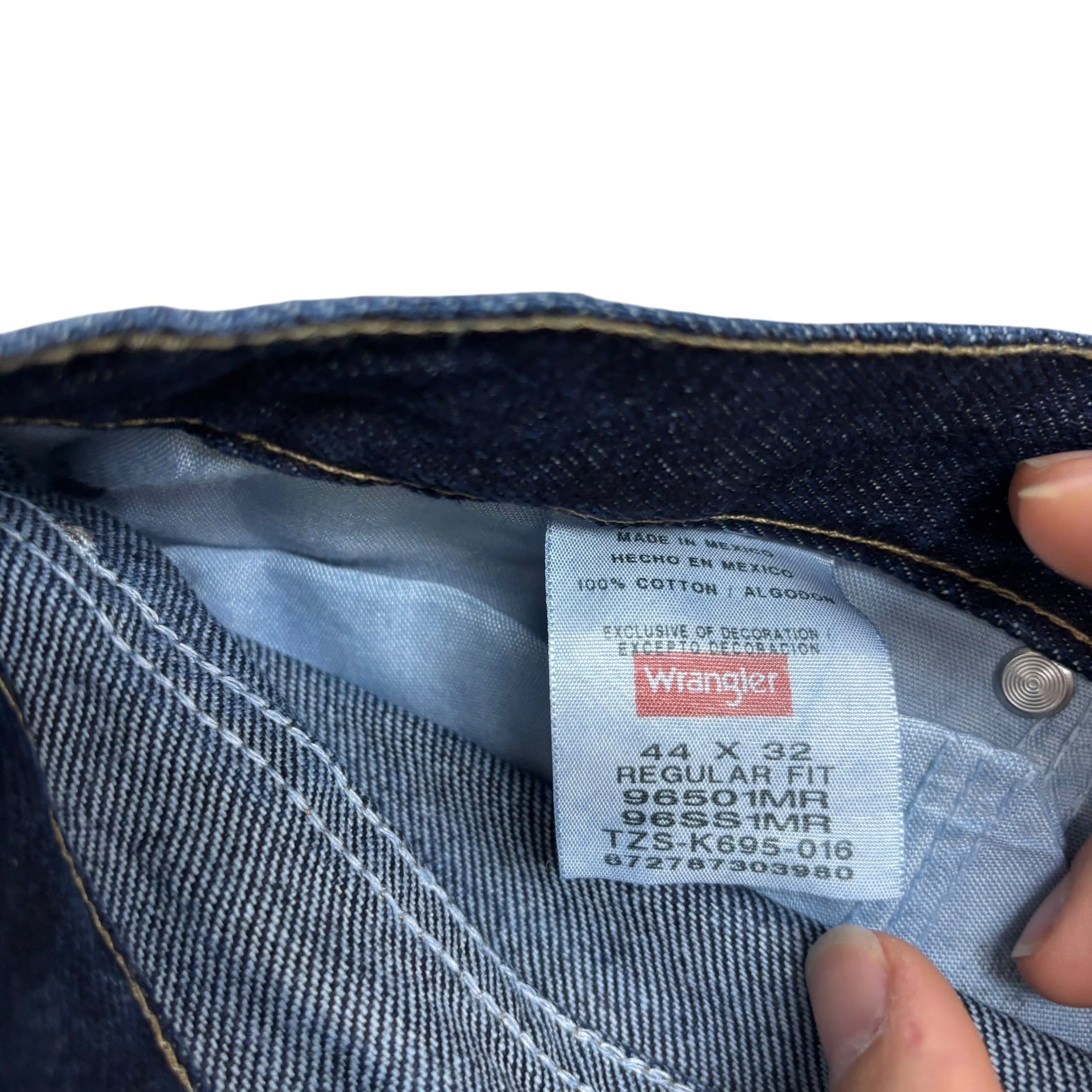 Wrangler Jeans W44 L32 Mens Dark Blue Regular Straight Fit Denim (E)