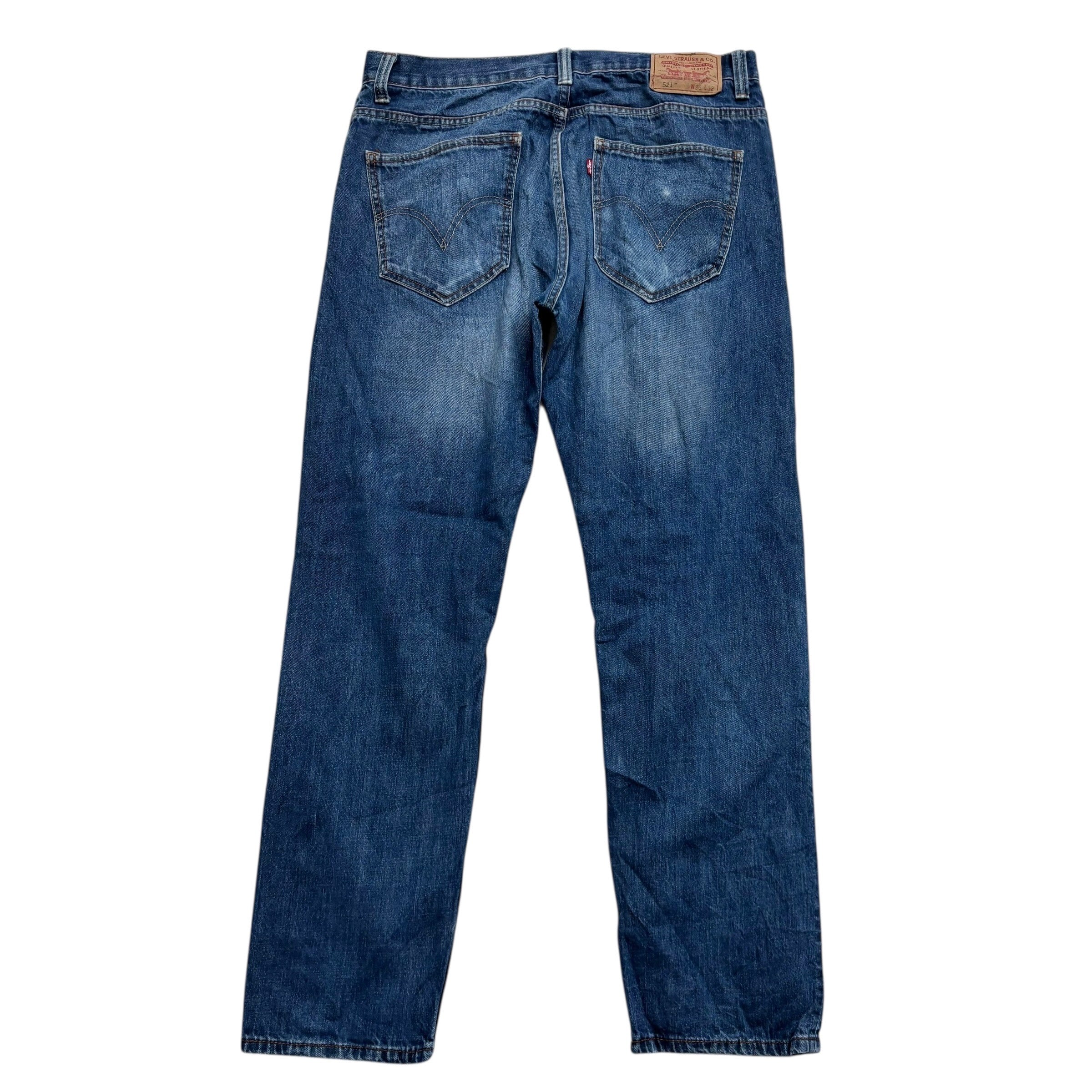 Levis 521 Jeans W36 L32 Mens Mid Blue Slim Tapered Fit Vintage Denim