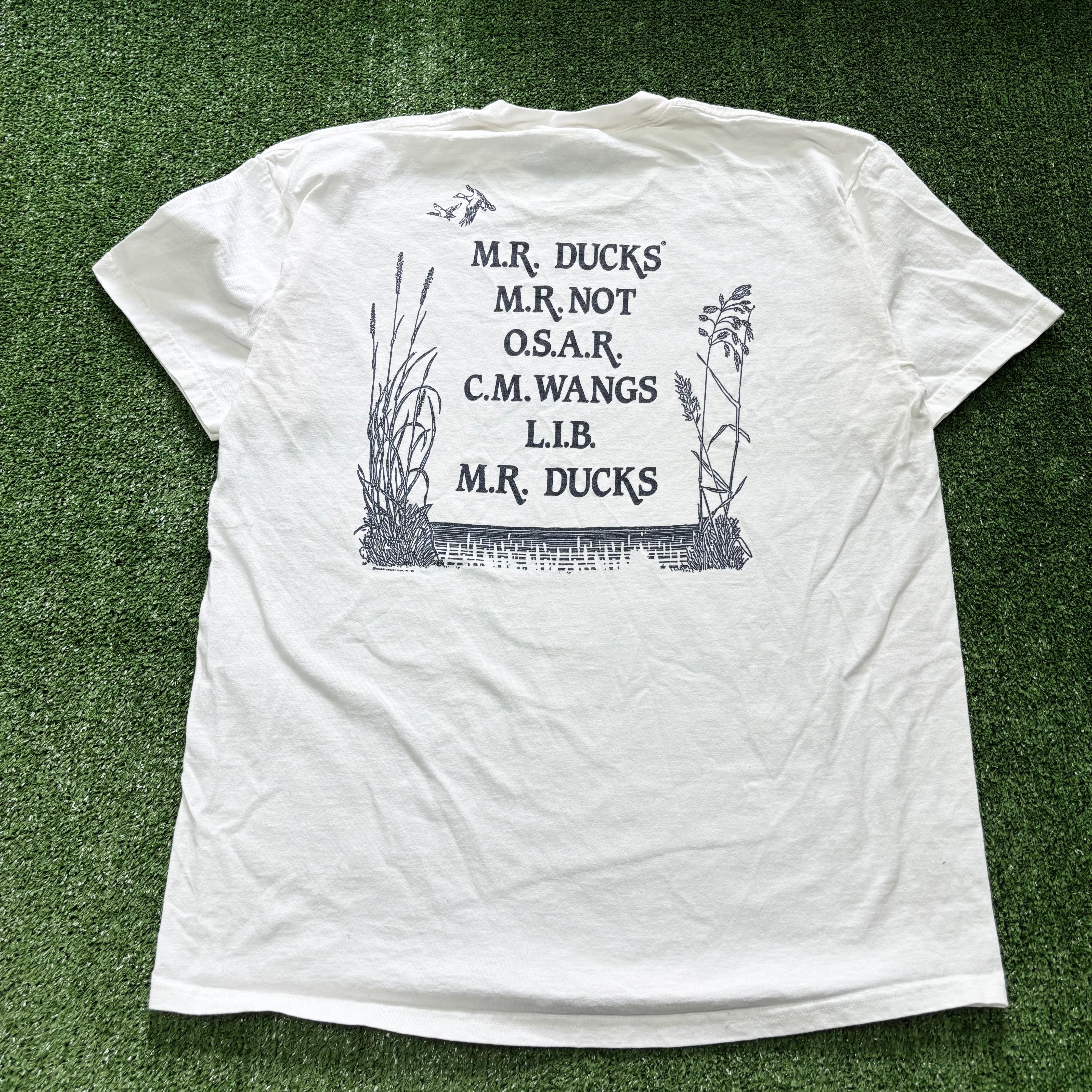 Vintage T Shirt Mens Large White Graphic Print 90s Mr Ducks Funny (E)