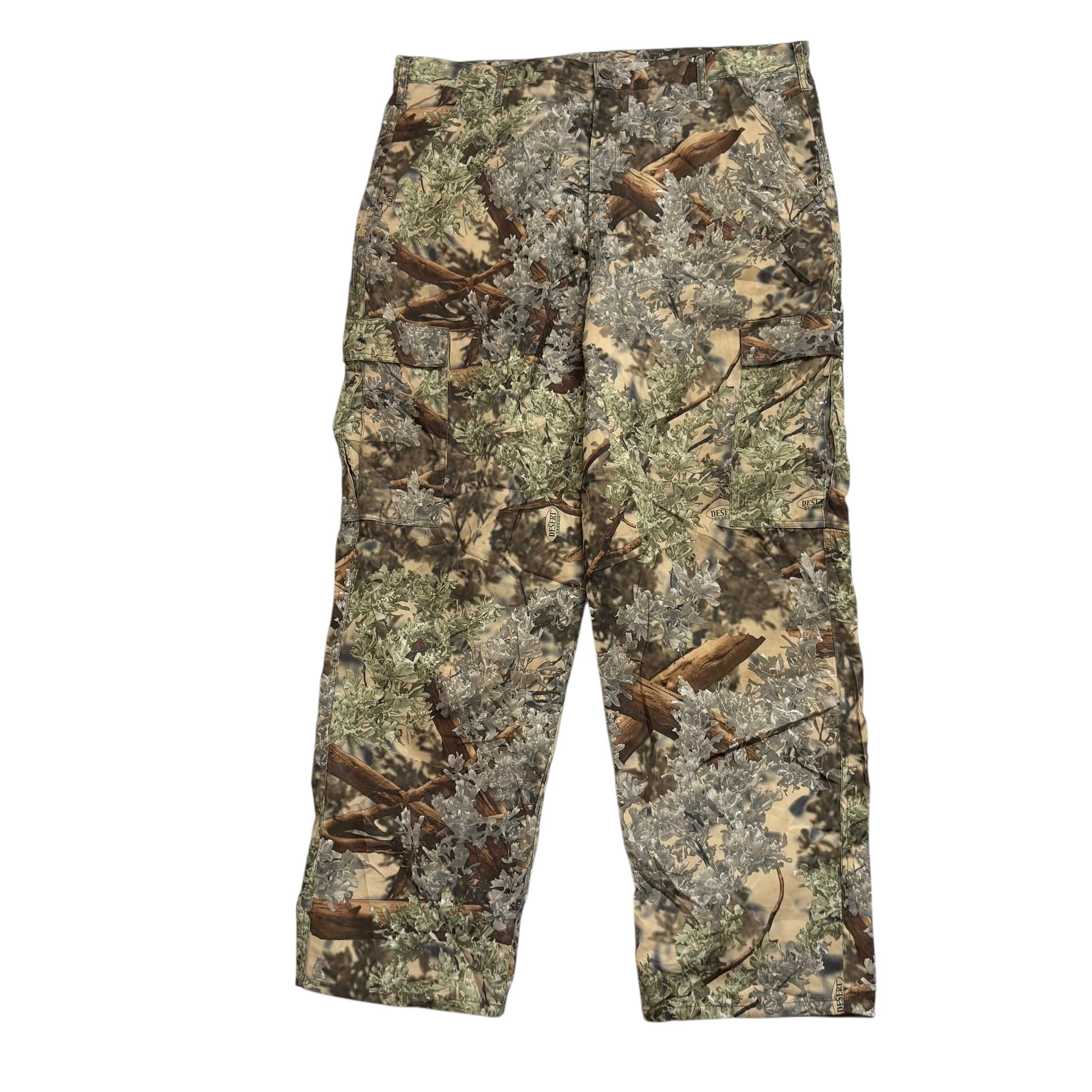 Camouflage Trousers W42 L32 Mens Cargo Pants Polyester Relaxed Fit (E)