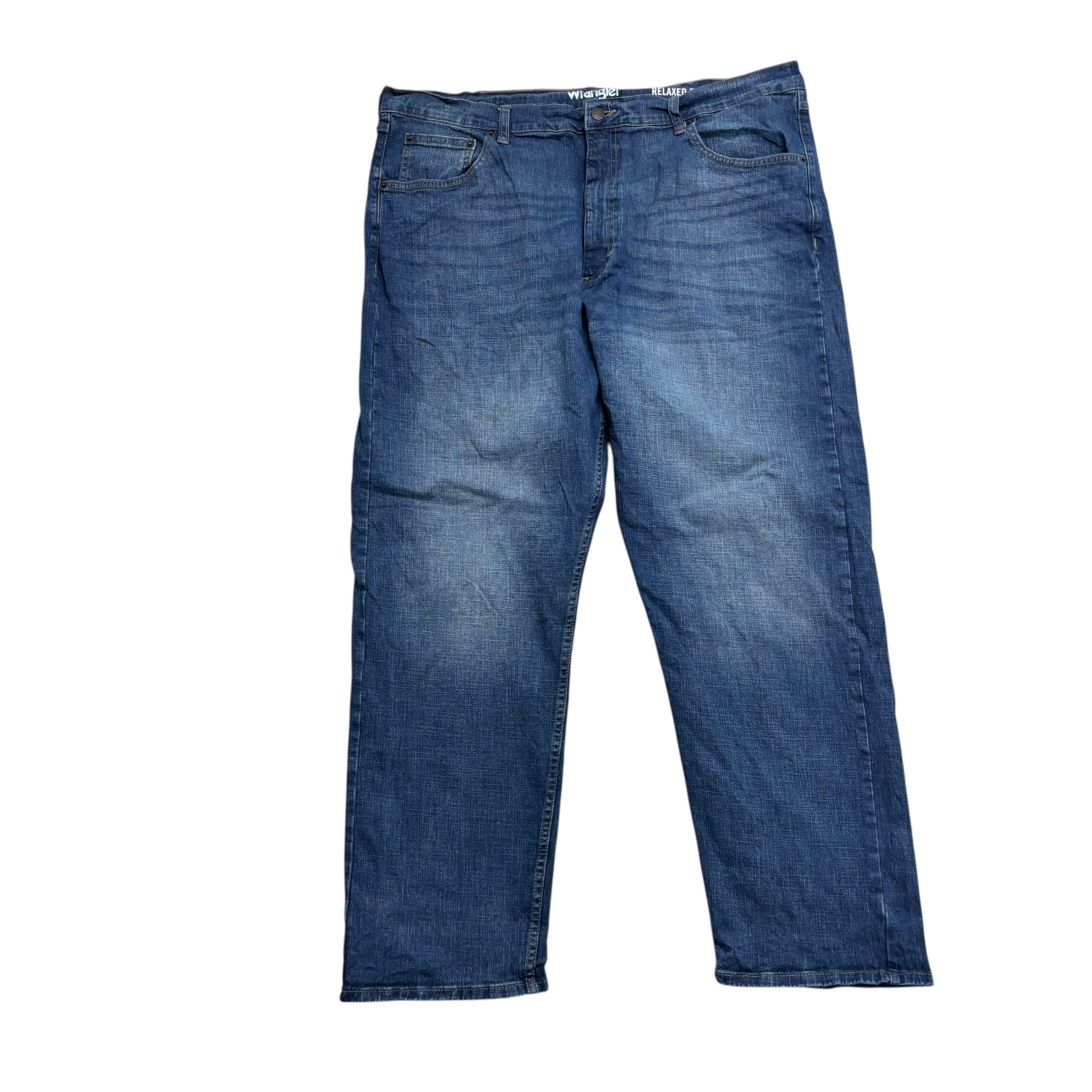 Wrangler Jeans W40 L30 Mens Mid Blue Relaxed Straight Fit Stretch Denim (E)
