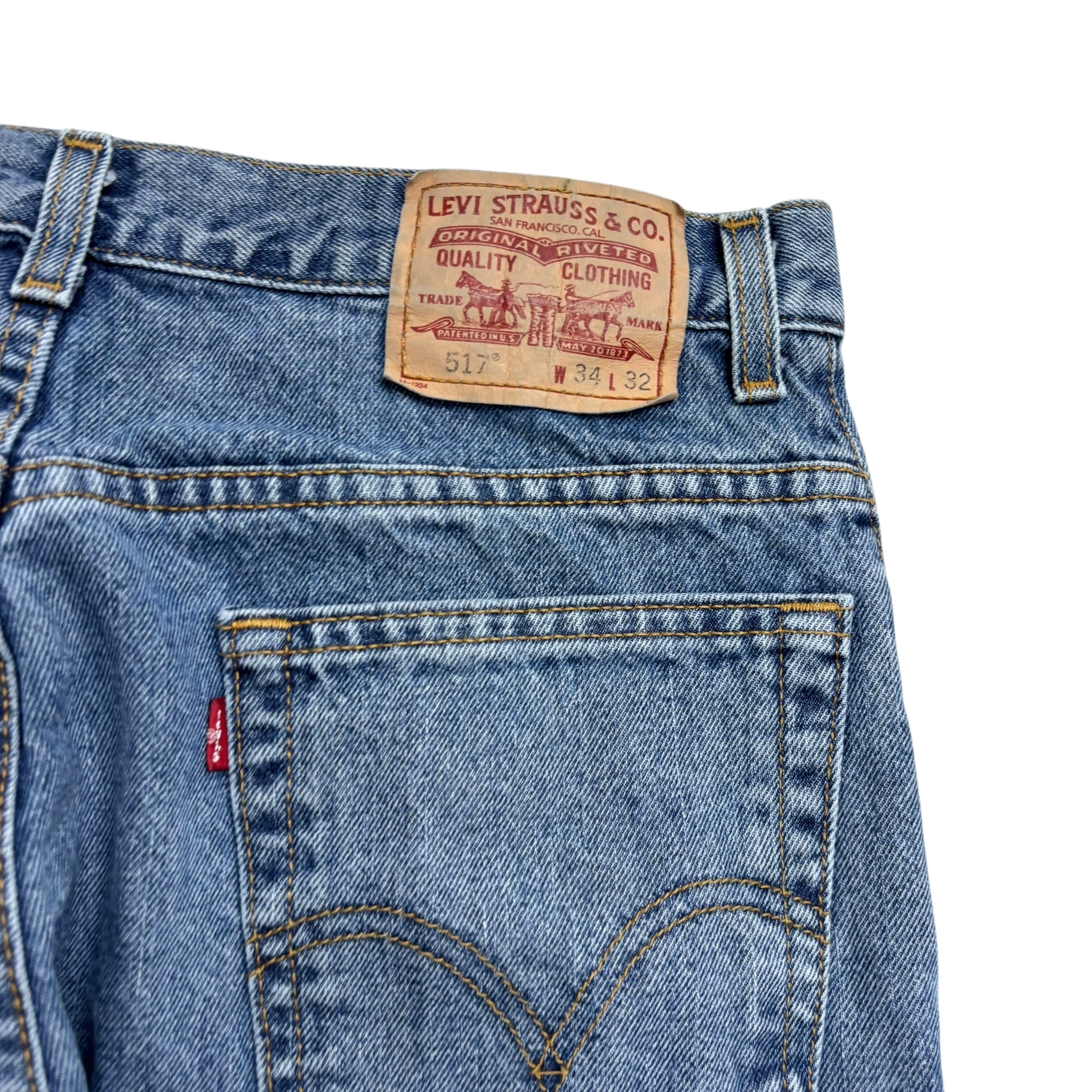 Levis 517 Jeans W34 L32 Mens Mid Blue Regular Bootcut Fit Vintage Denim (F)