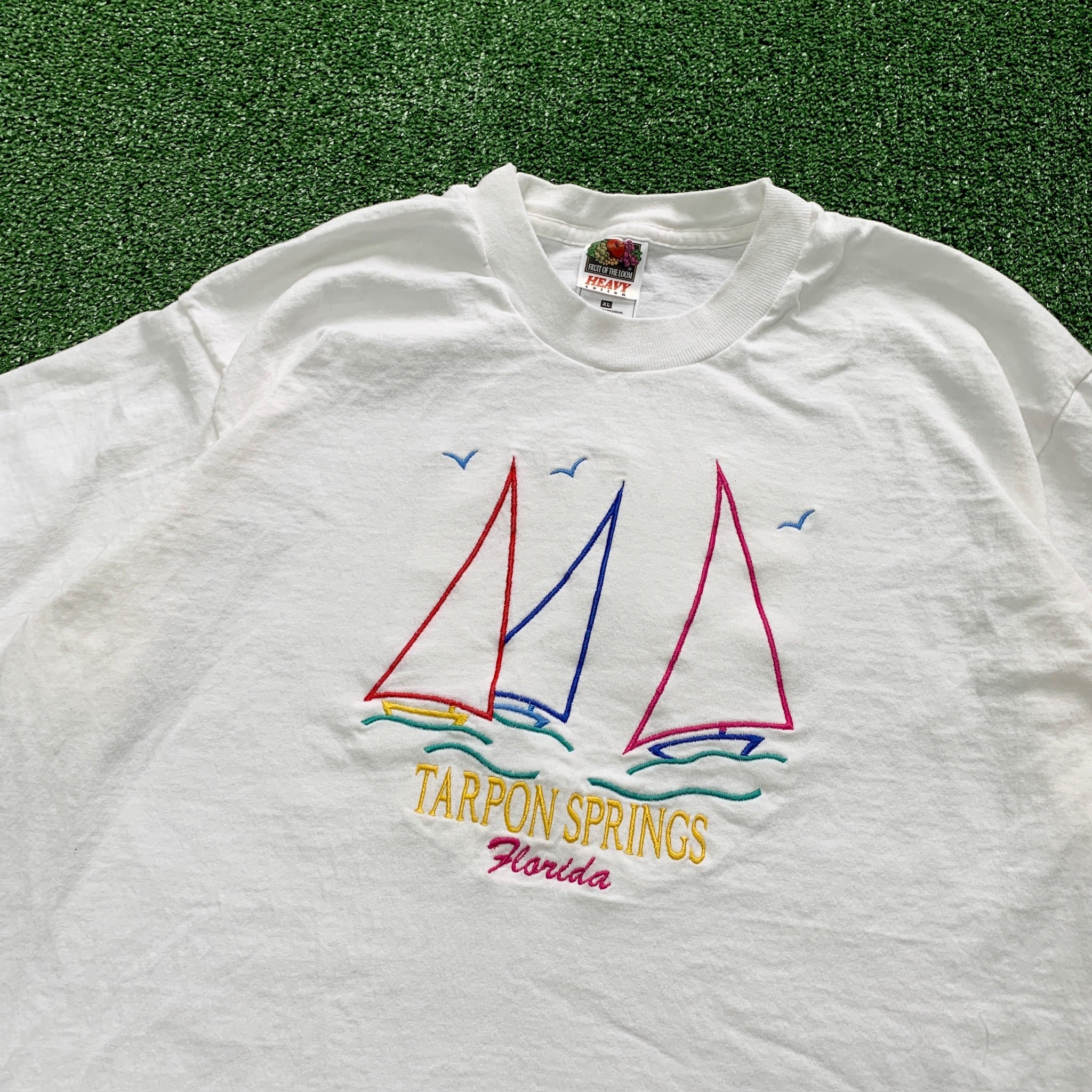 Vintage T Shirt Mens XL White Single Stitch Graphic Print 90s USA Tourist