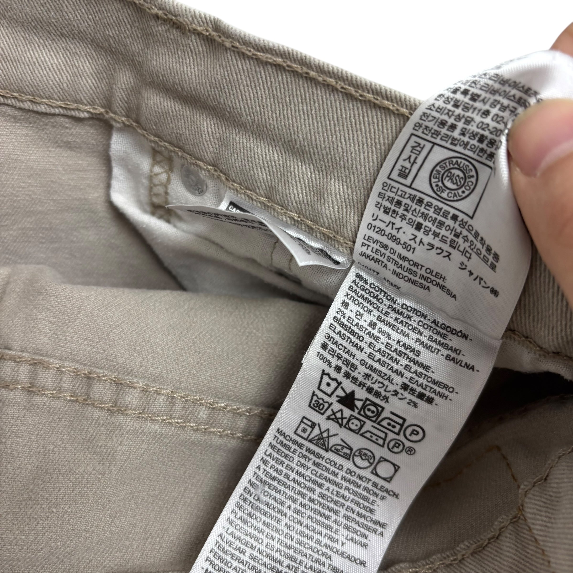 Levis 502 Jeans W30 L30 Mens Beige Regular Tapered Fit Stretch Denim
