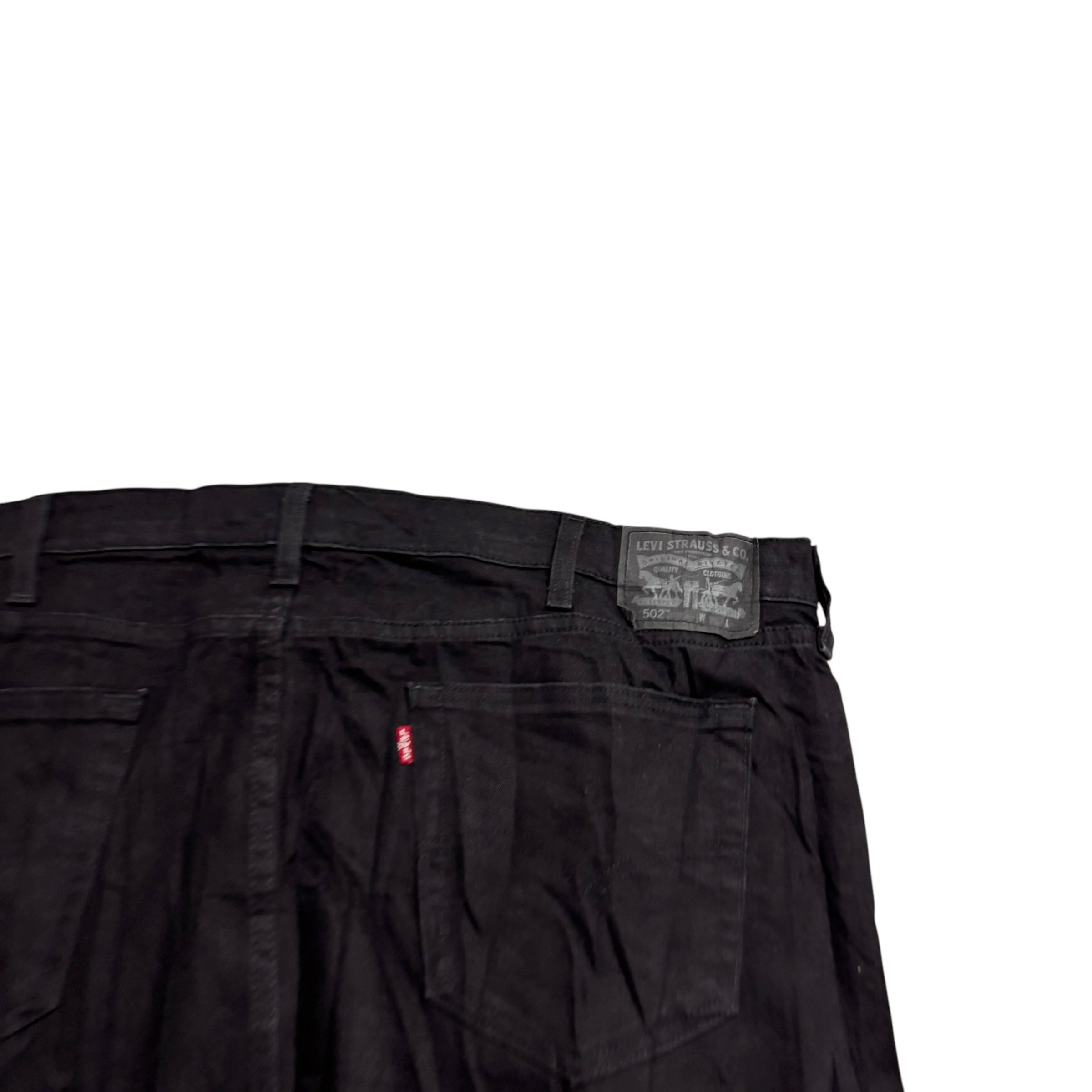 Levis 502 Jeans W44 L32 Mens Black Regular Tapered Fit Stretch Denim (E)