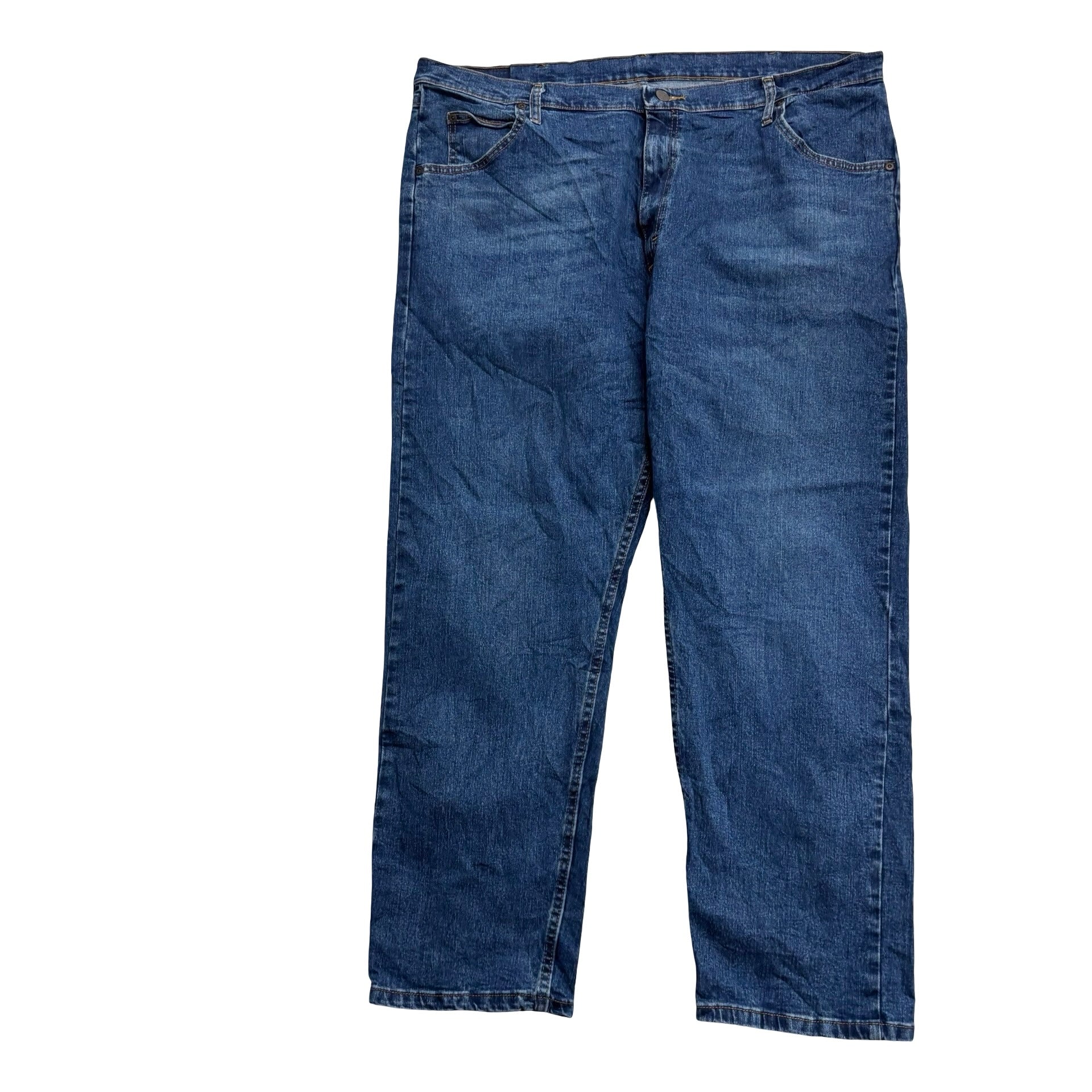 Wrangler Jeans W42 L30 Mens Mid Blue Relaxed Straight Fit Stretch Denim (E)