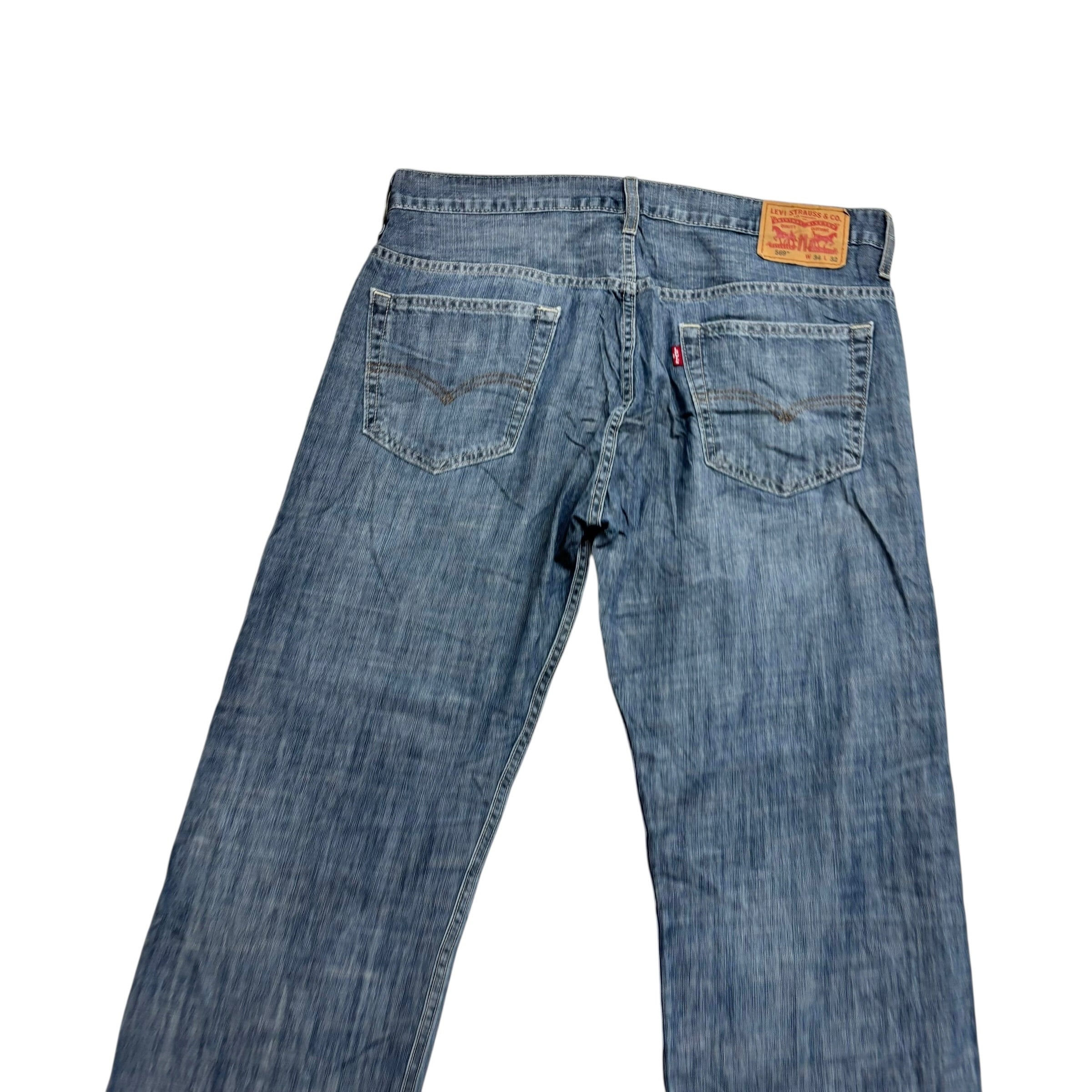 Levis 569 Jeans W35 L30 Mens Silver Blue Baggy Relaxed Straight Fit Denim (E)