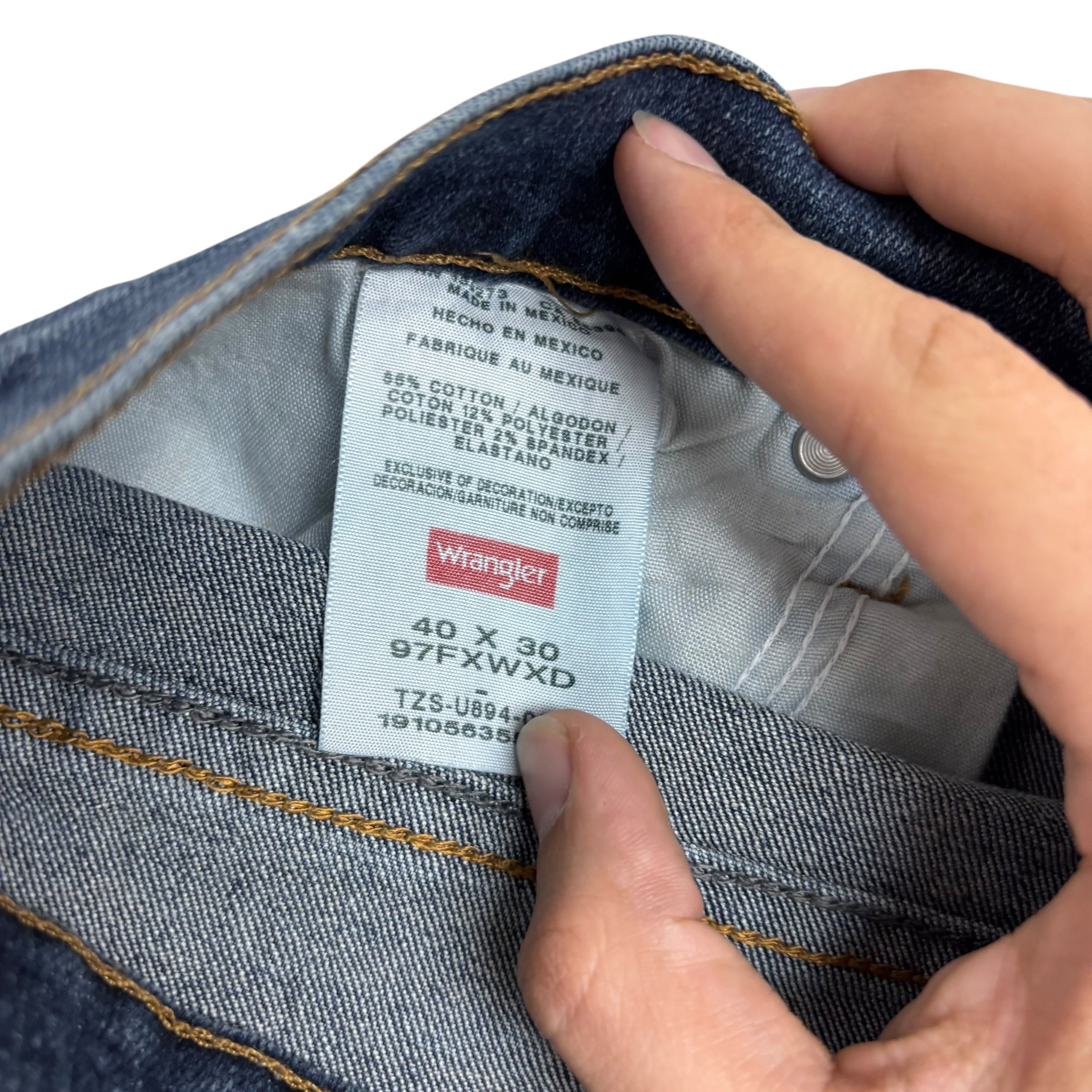 Wrangler Jeans W40 L30 Mens Dark Blue Relaxed Straight Fit Stretch Denim (E)