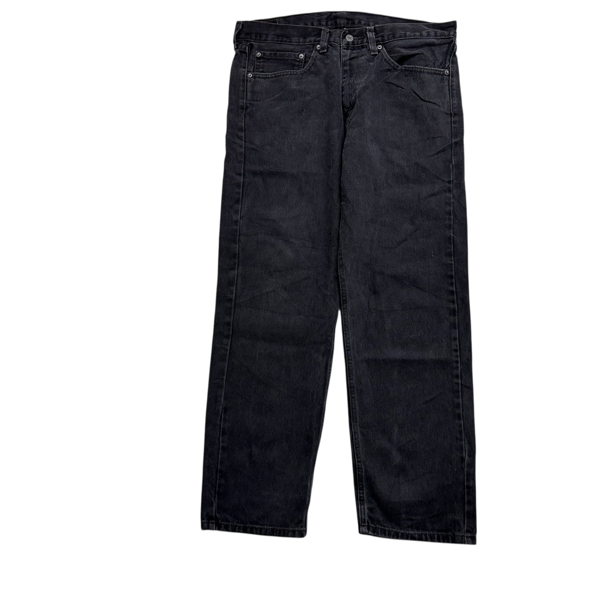 Levis 505 Jeans W36 L30 Mens Black Regular Straight Fit Denim (E)