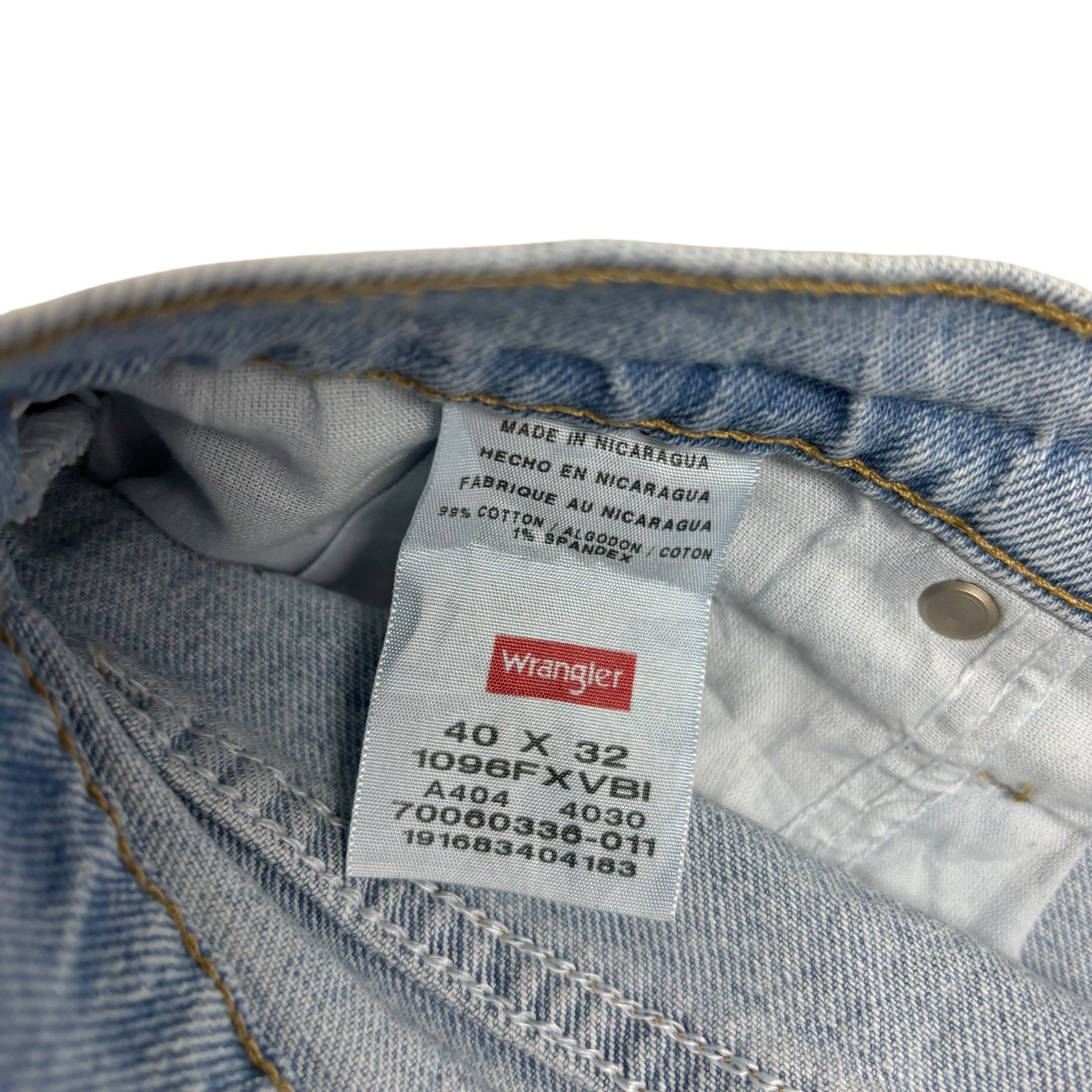 Wrangler Jeans W40 L32 Mens Light Blue Regular Straight Fit Stretch Denim (E)