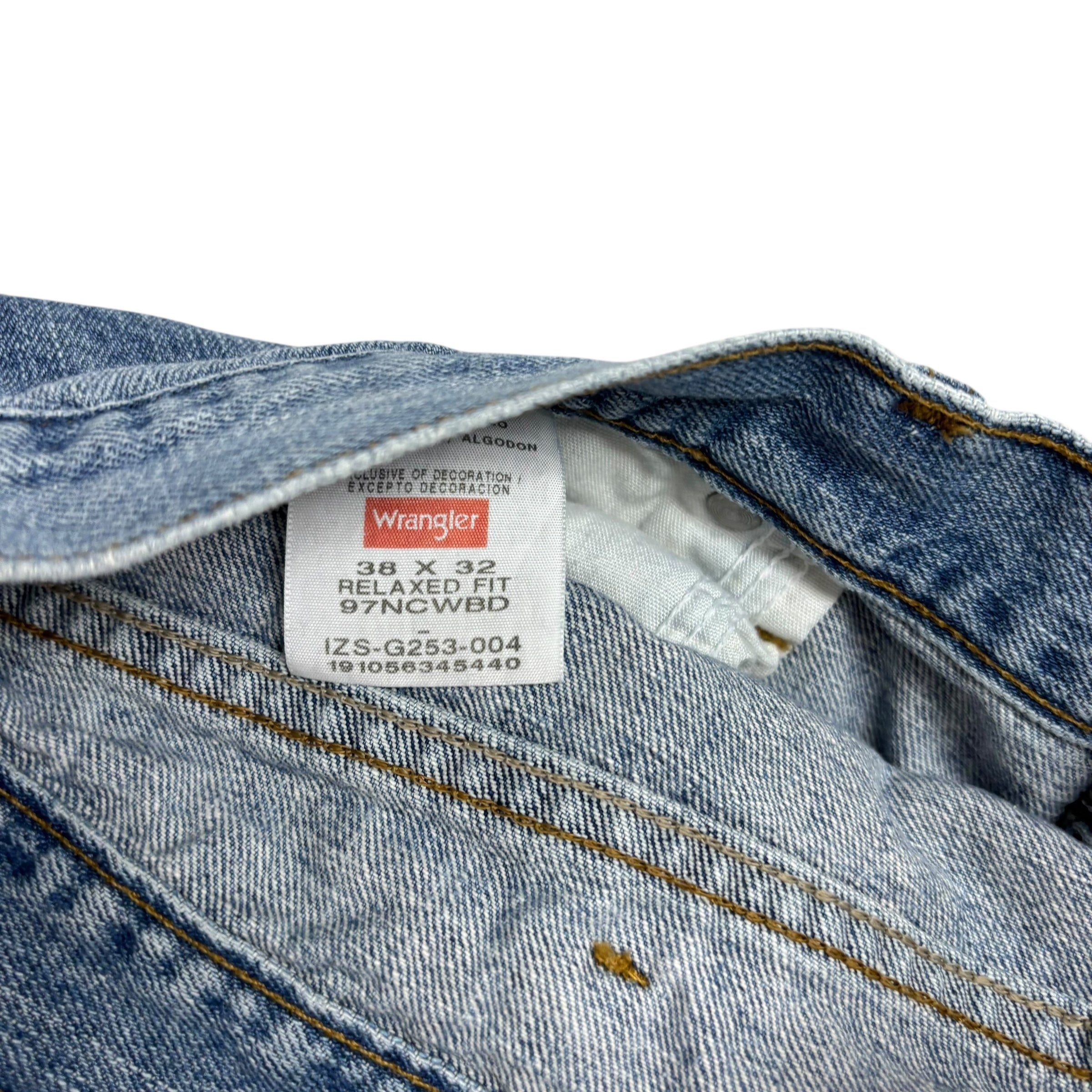 Wrangler Jeans W38 L32 Mens Light Blue Relaxed Straight Fit Denim (E)