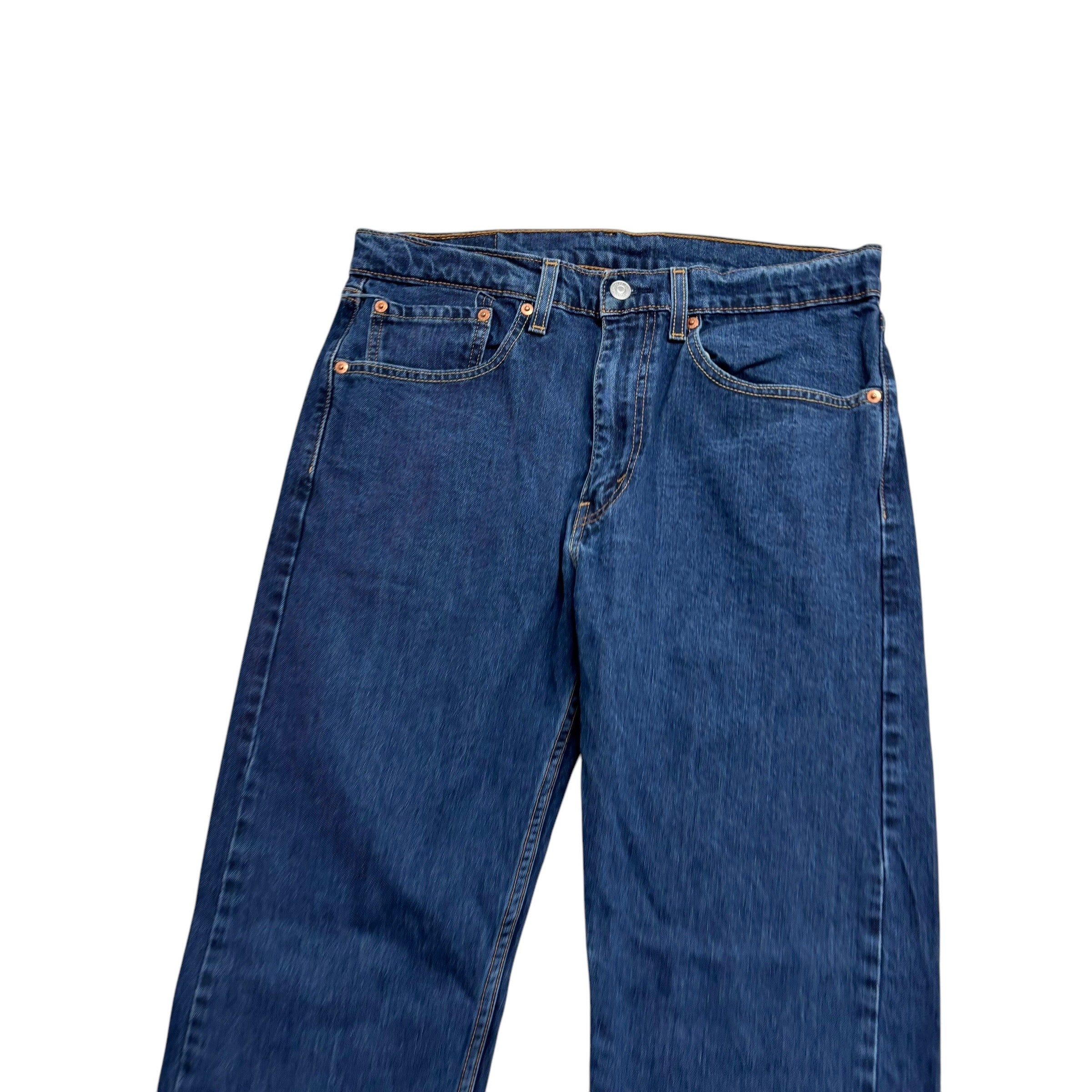 Levis 505 Jeans W34 L30 Mens Dark Blue Regular Straight Fit Stretch Denim (E)