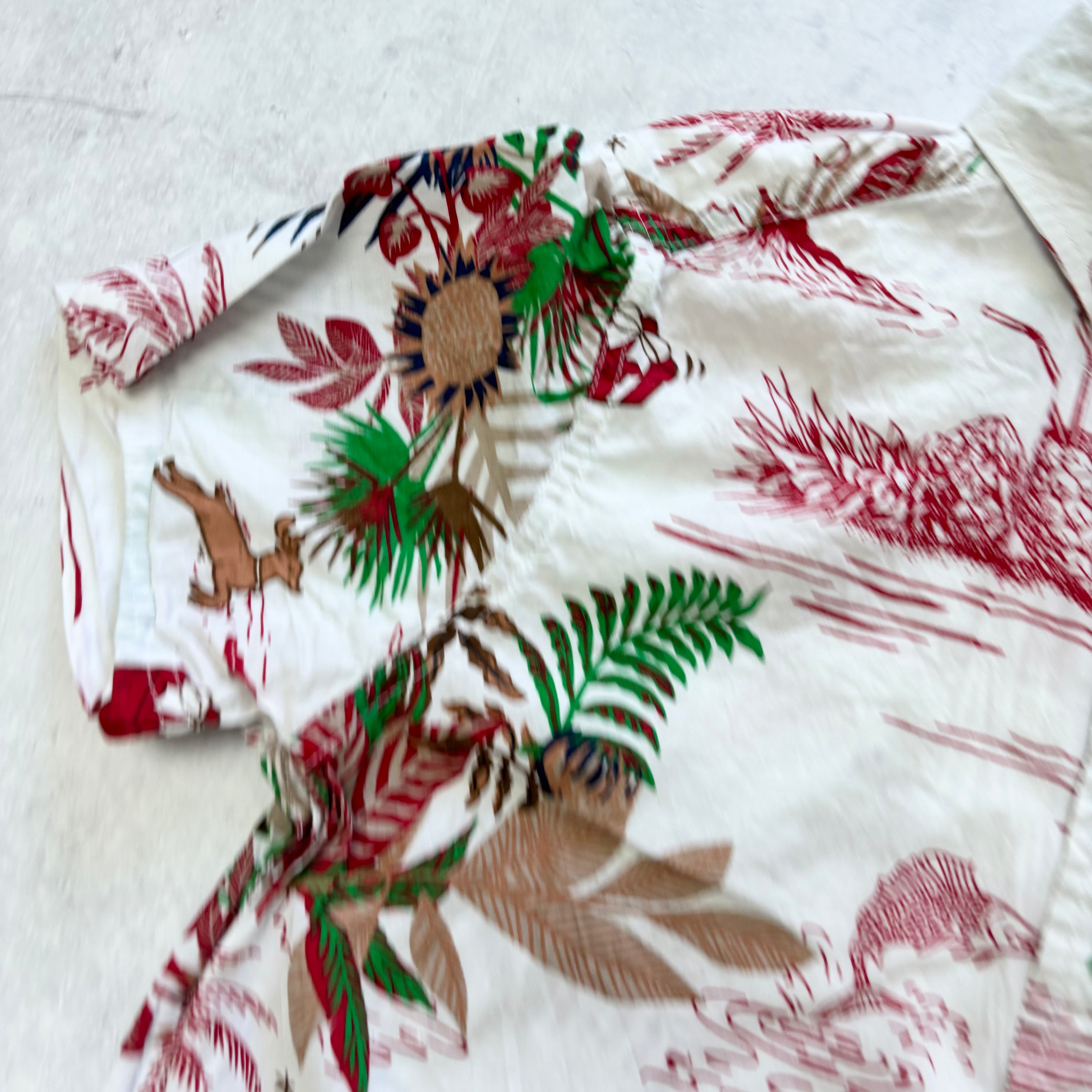 Hawaiian Shirt Mens Small White Floral Aloha Short Sleeve Cotton (E)