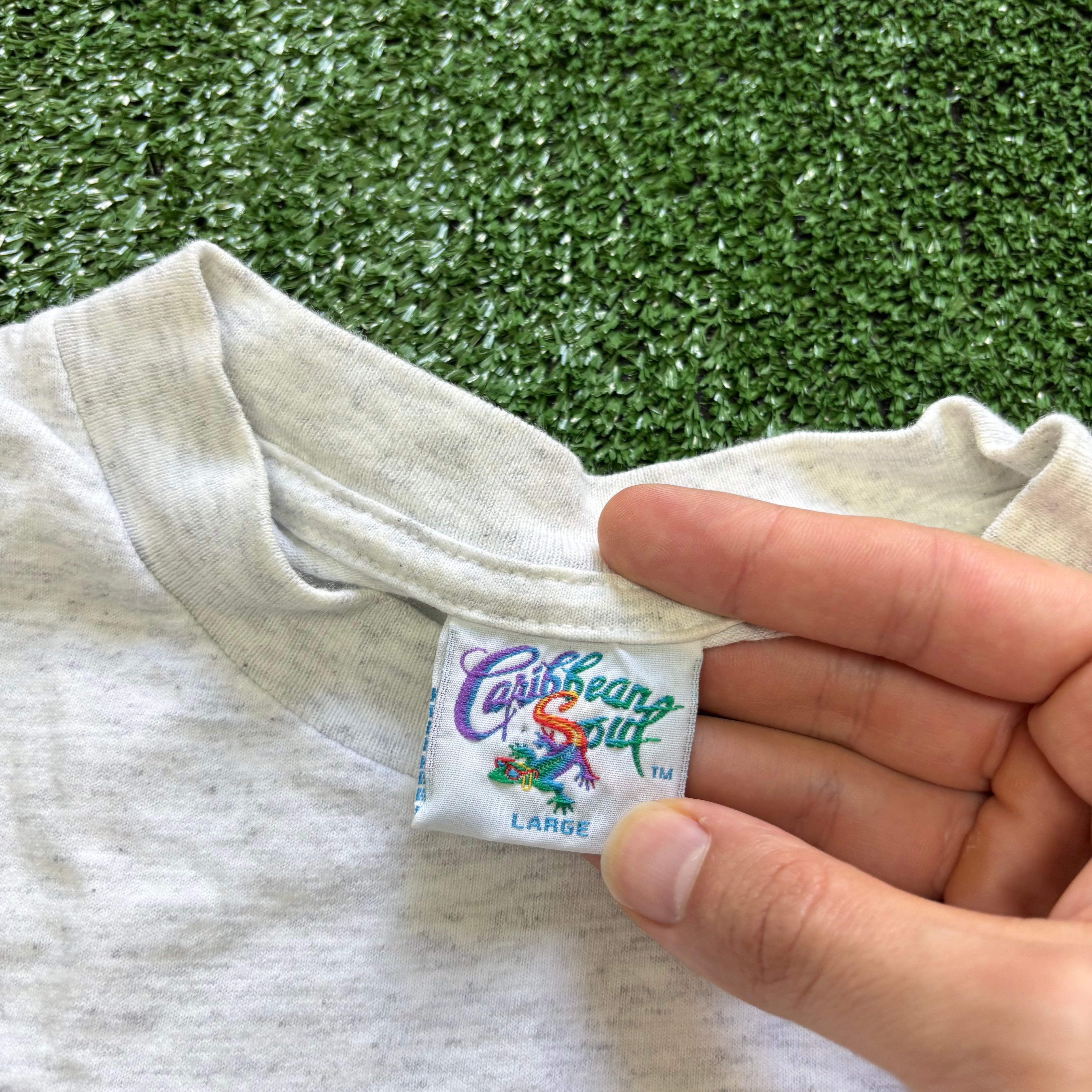 Vintage T Shirt Mens Medium Grey Single Stitch Graphic Print 90s Parrot (E)