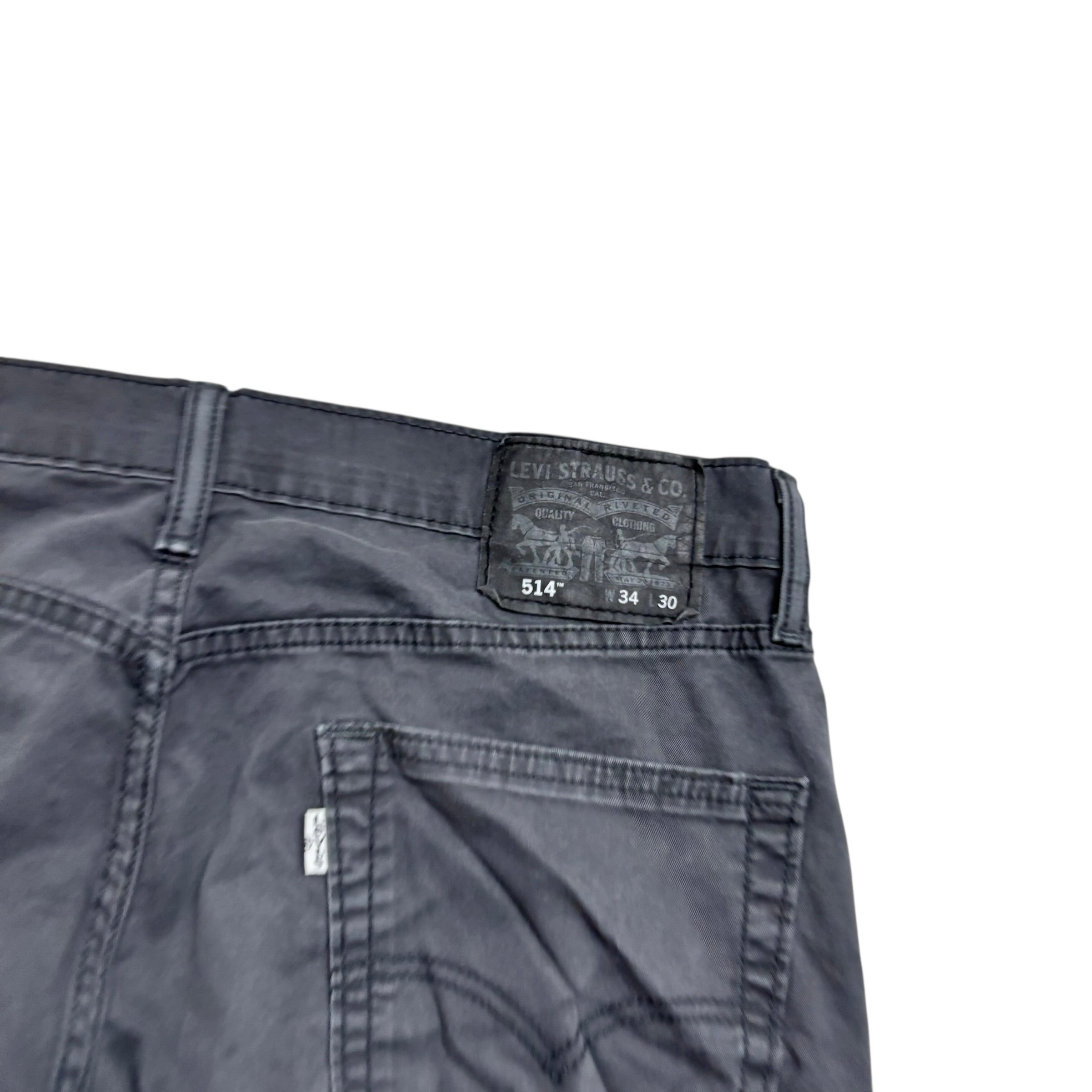 Levis 514 Trousers W34 L30 Mens Grey Regular Straight Fit Stretch Pants