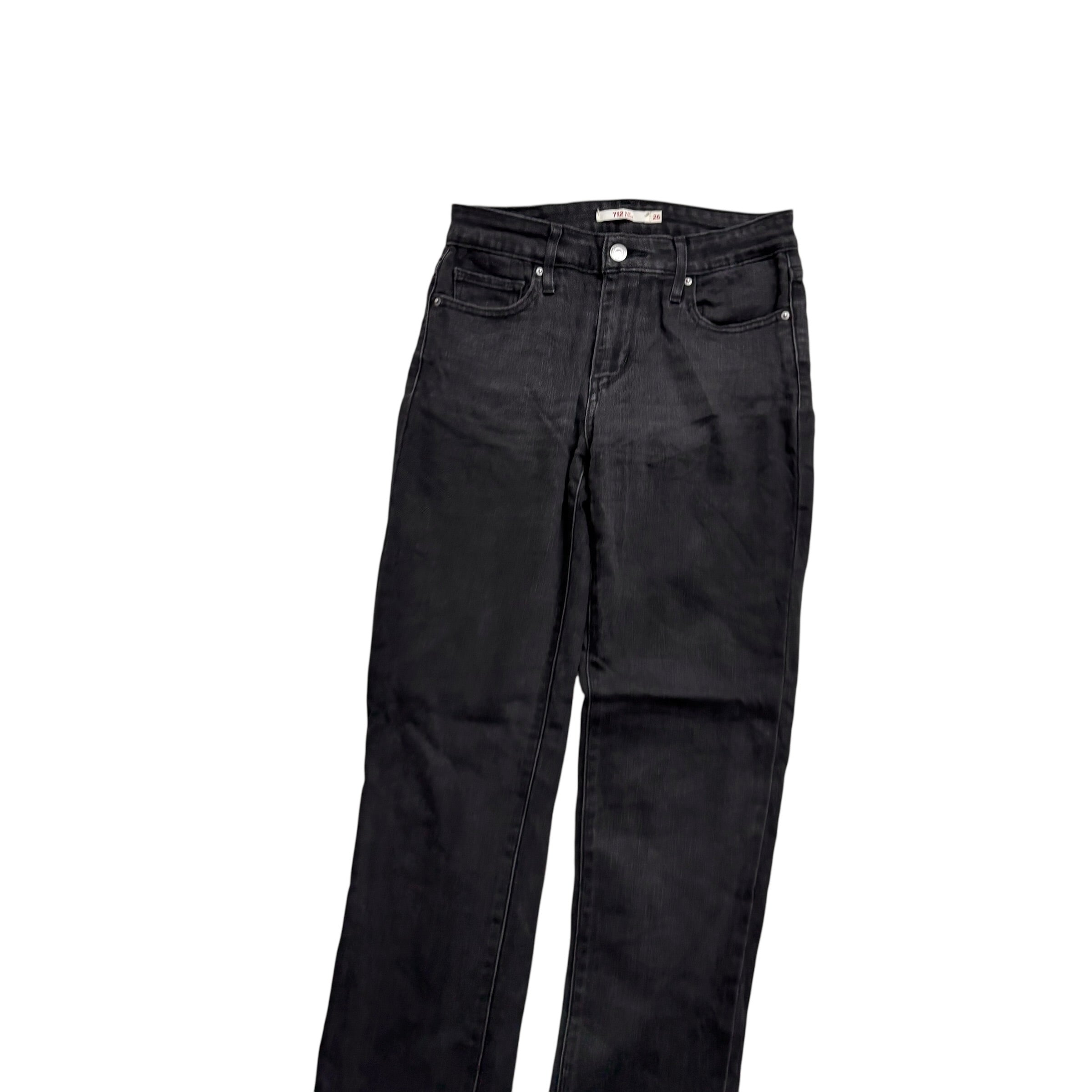 Levis 712 Jeans W26 L30 Womens Slim Fit Black Stretch Denim