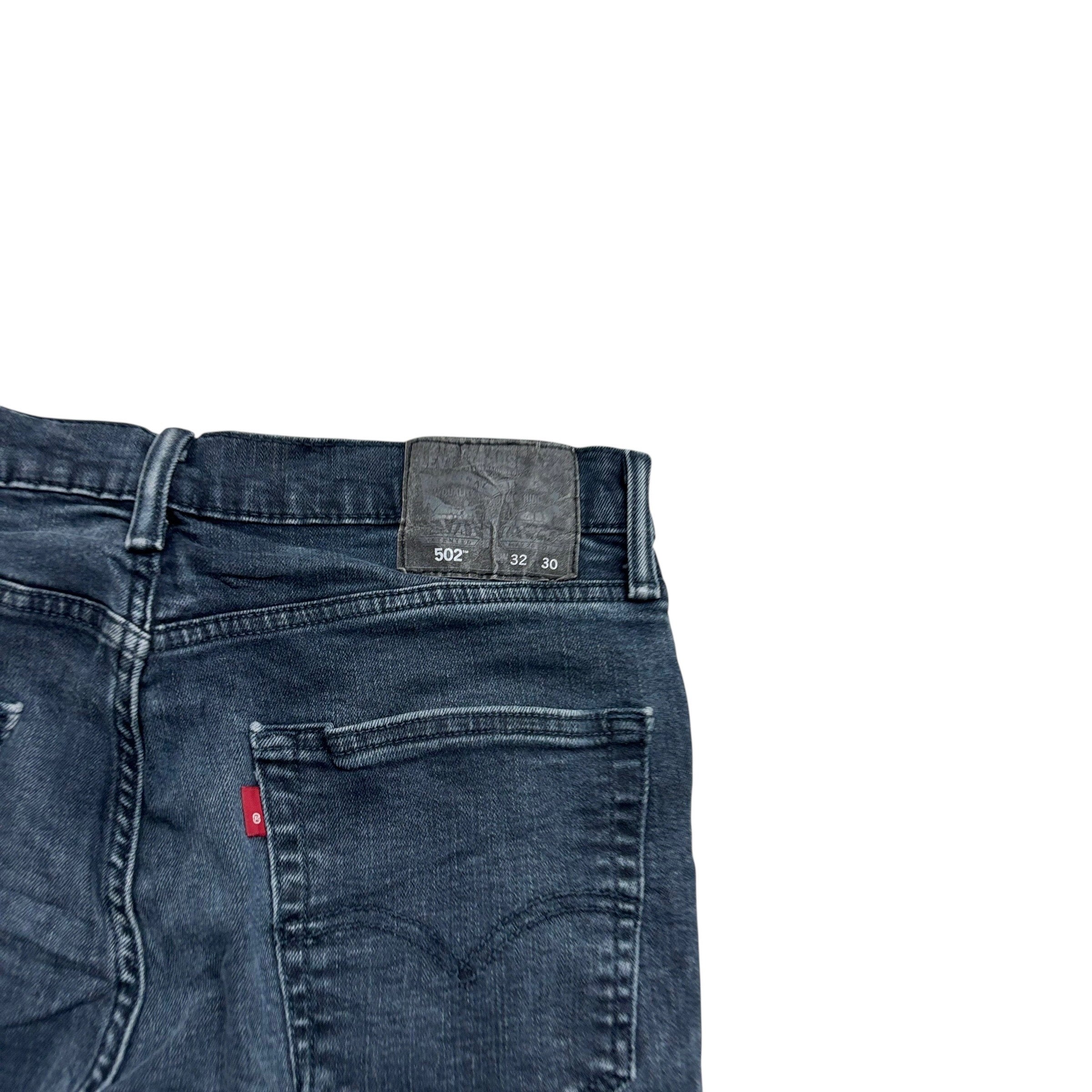Levis 502 Jeans W32 L29 Mens Navy Blue Regular Tapered Fit Stretch Denim
