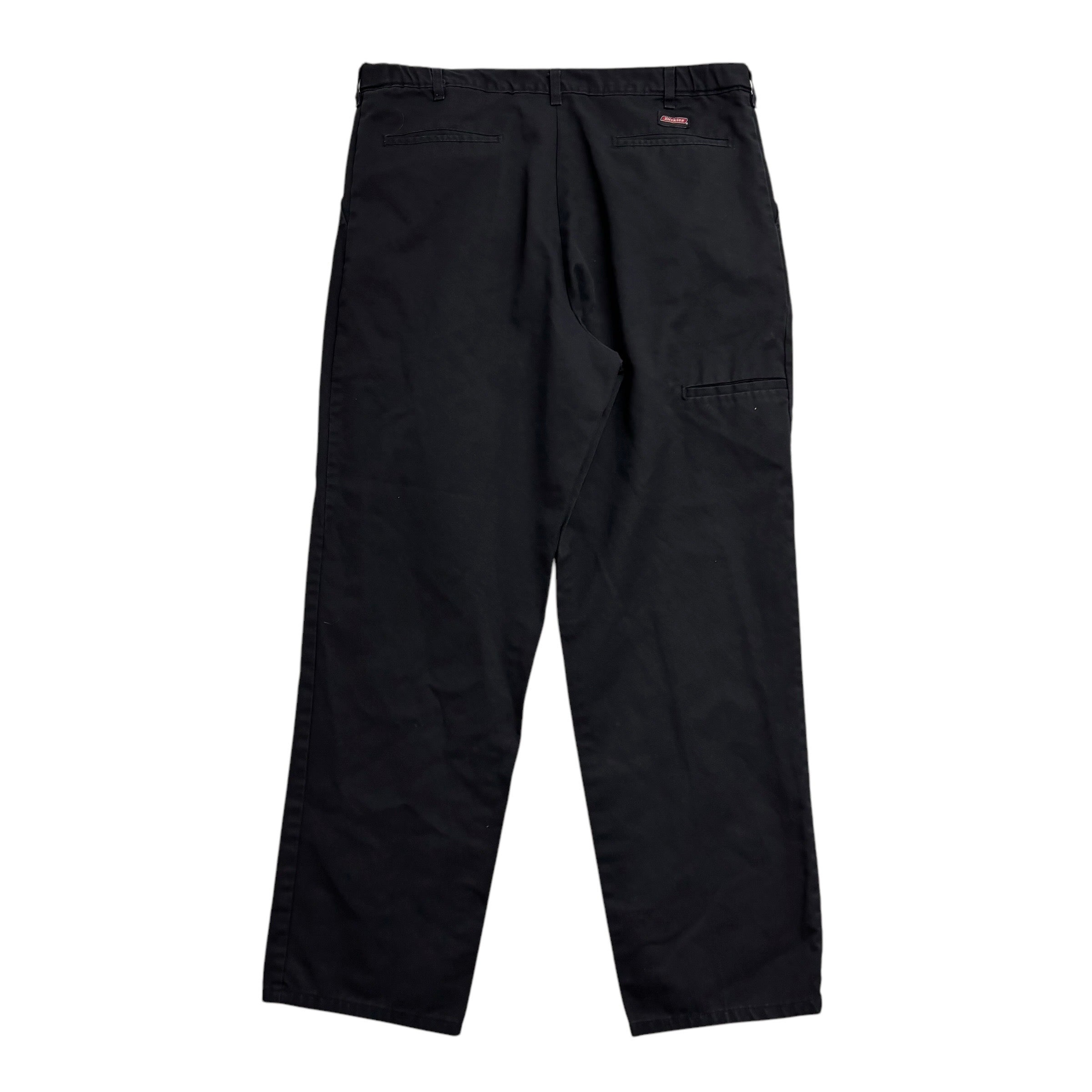 Dickies Pleated Trousers W38 L32 Mens Black Pants Relaxed Straight Fit Workwear