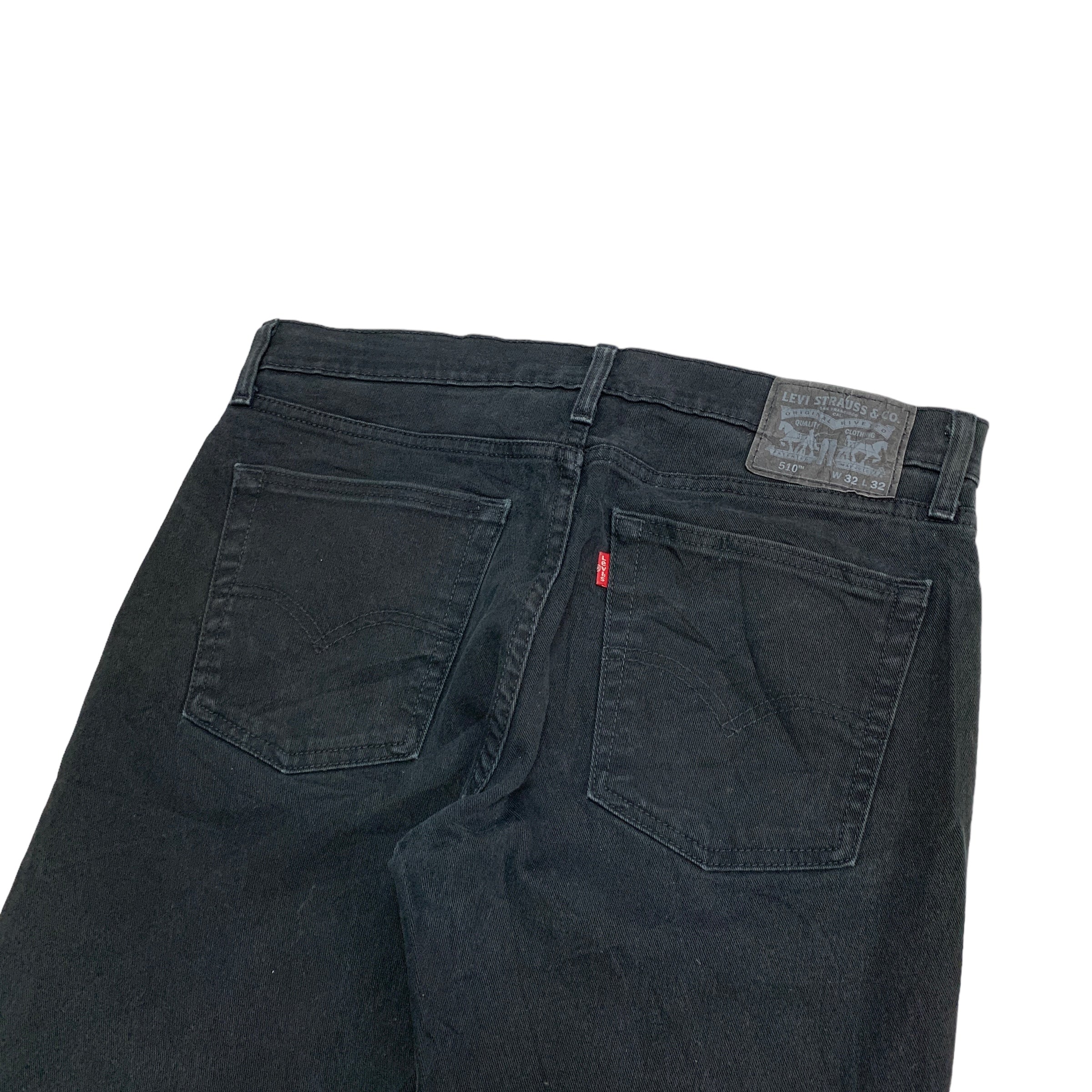 Levis 510 Jeans W32 L31 Mens Black Skinny Fit Stretch Denim