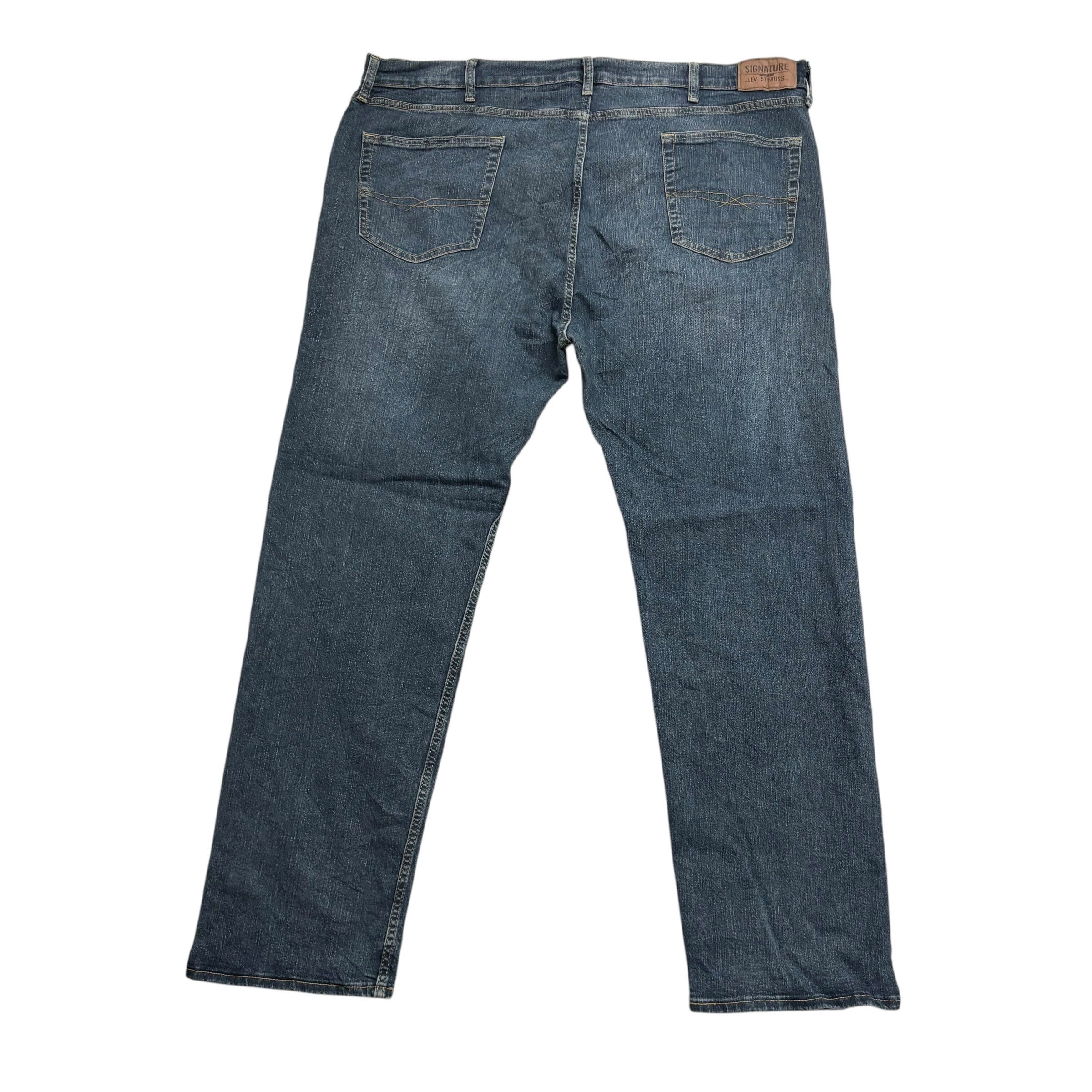 Levis Signature Jeans W46 L32 Mens Dark Blue Regular Straight Stretch Denim (E)