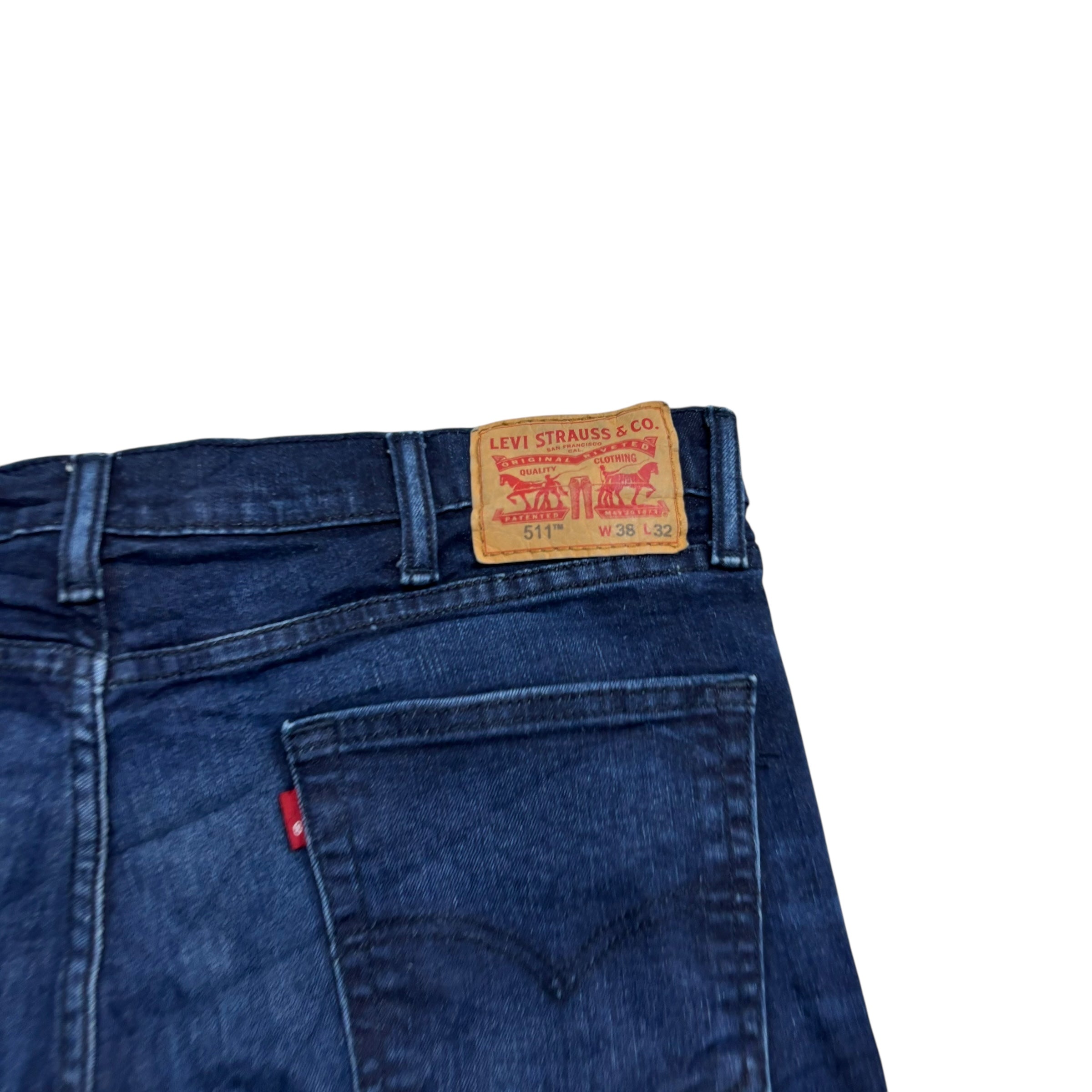 Levis 511 Jeans W38 L30 Mens Navy Blue Slim Fit Stretch Denim (E)