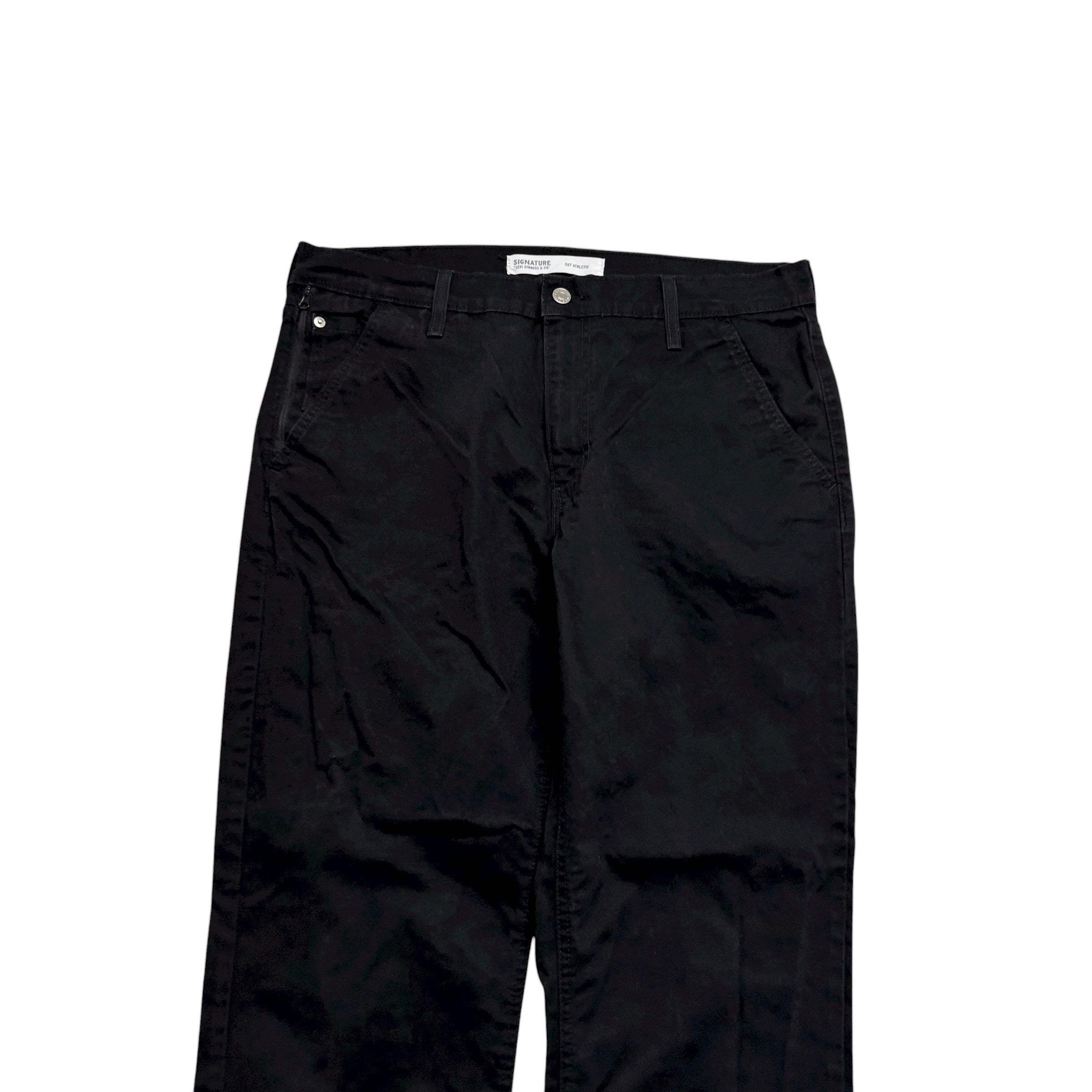 Levis Signature Trousers W36 L32 Mens Black Athletic Fit Stretch Pants (E)