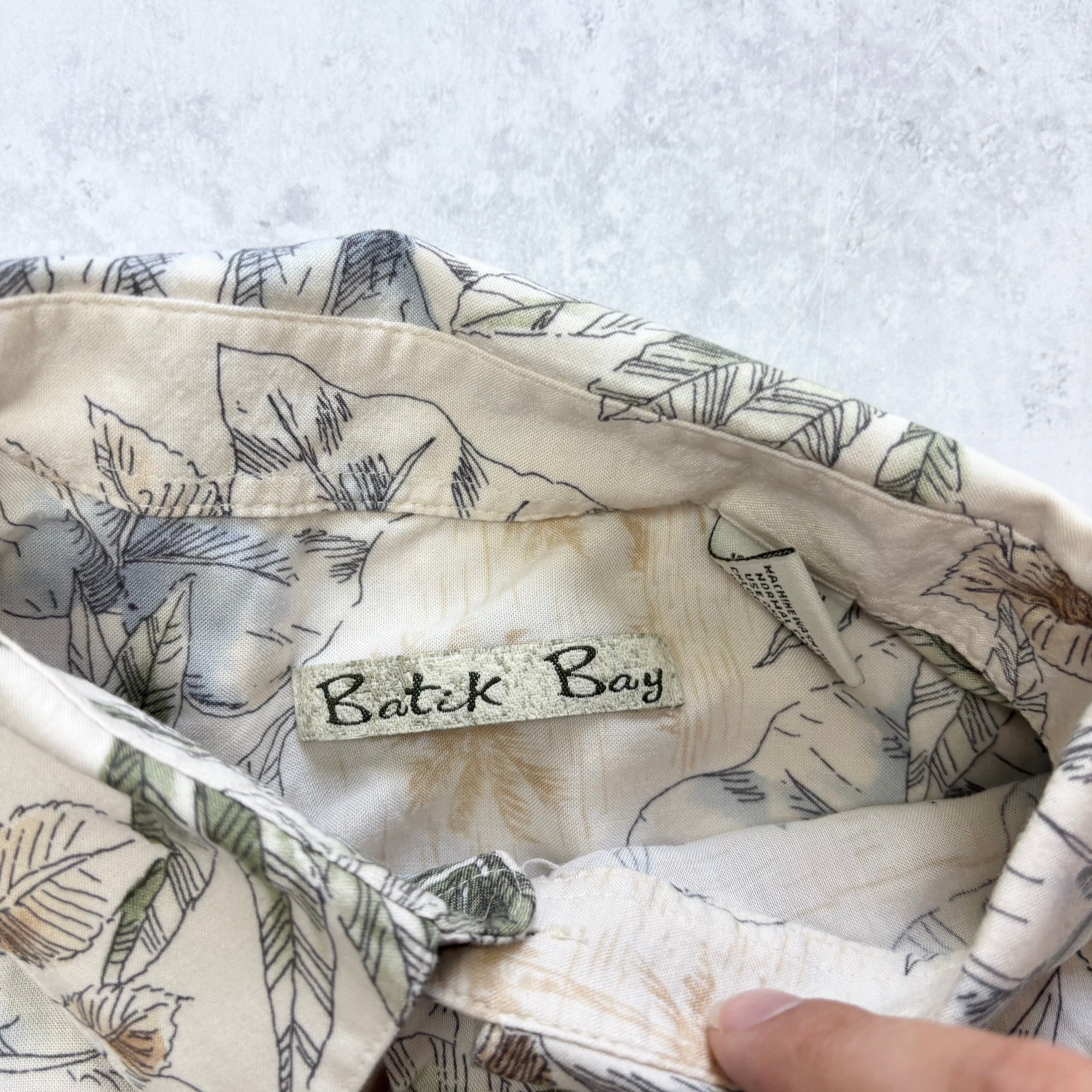 Vintage Hawaiian Shirt Mens XL Beige Floral Aloha Short Sleeve Rayon (E)