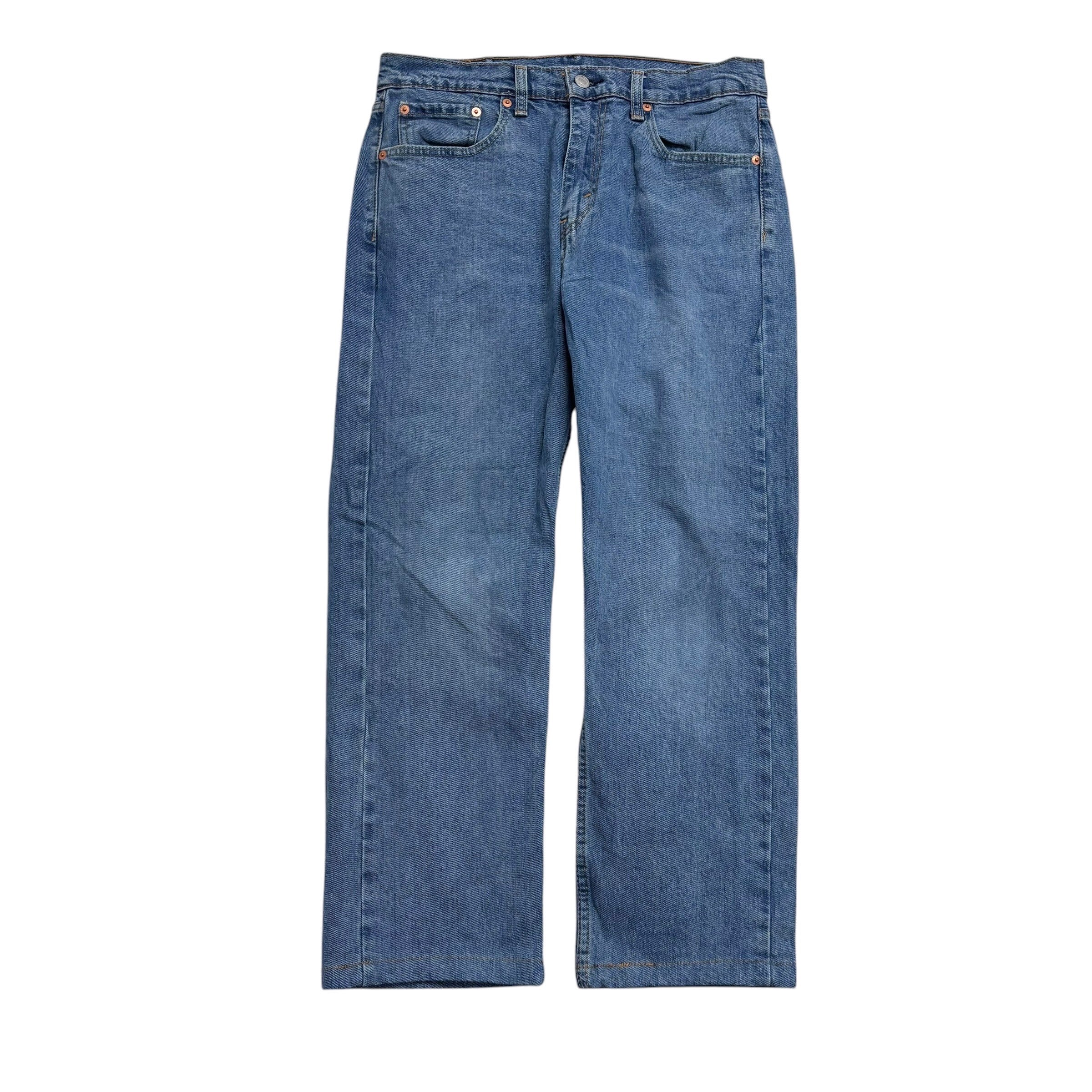 Levis 505 Jeans W32 L25 Mens Mid Blue Regular Straight Fit Stretch Denim (E)