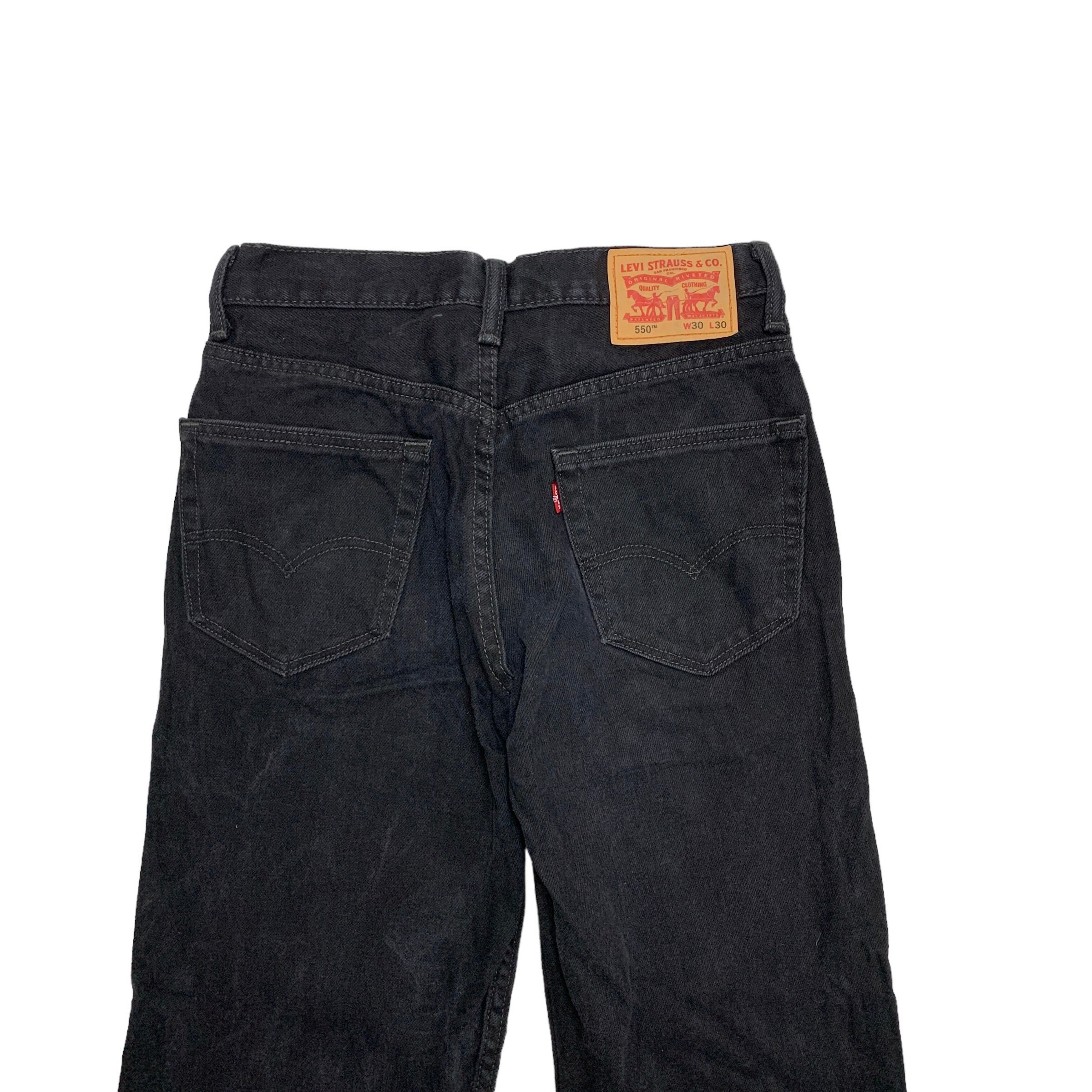 Levis 550 Jeans W30 L30 Mens Black Relaxed Straight Fit Denim