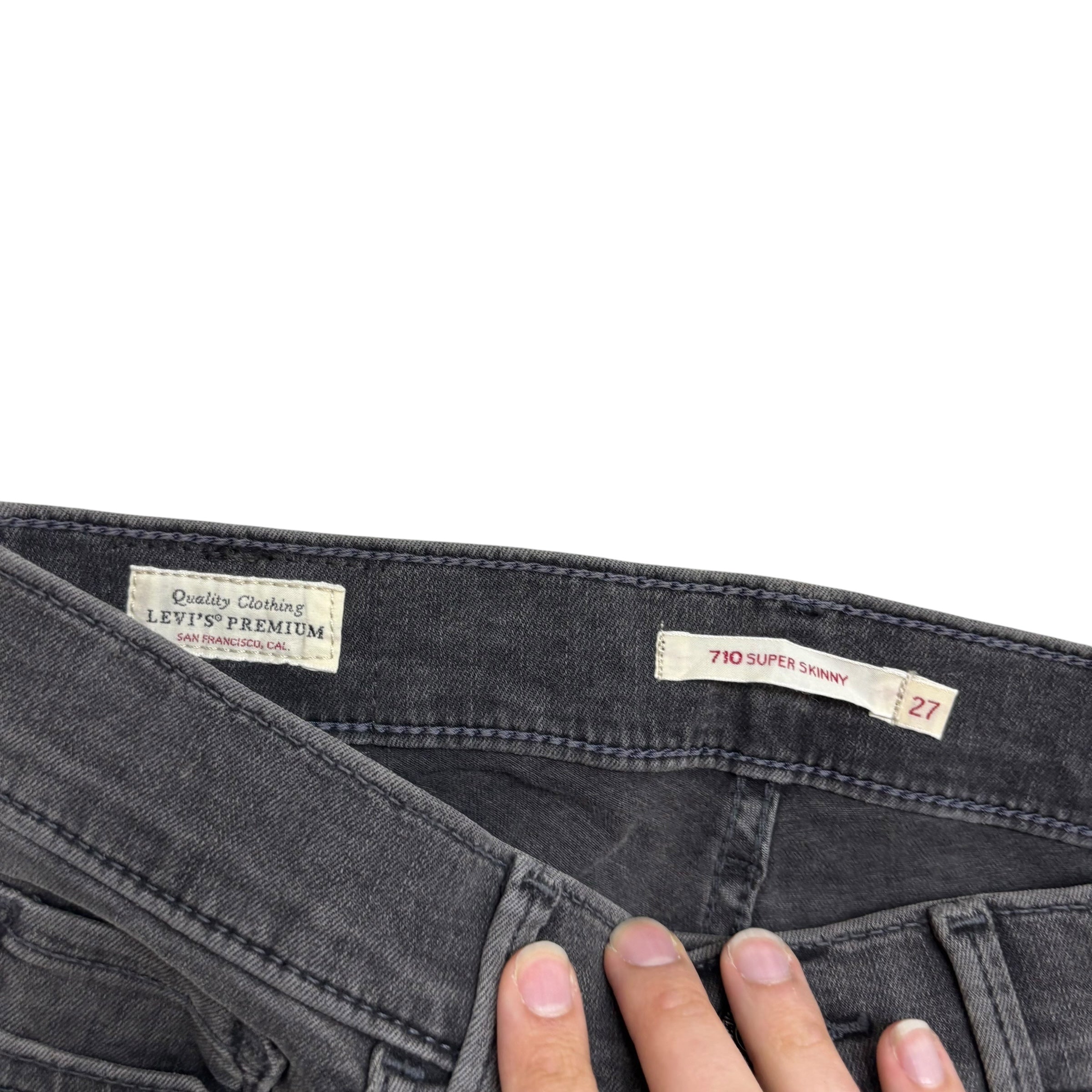 Levis 710 Jeans W27 L28 Womens Super Skinny Fit Grey Stretch Denim