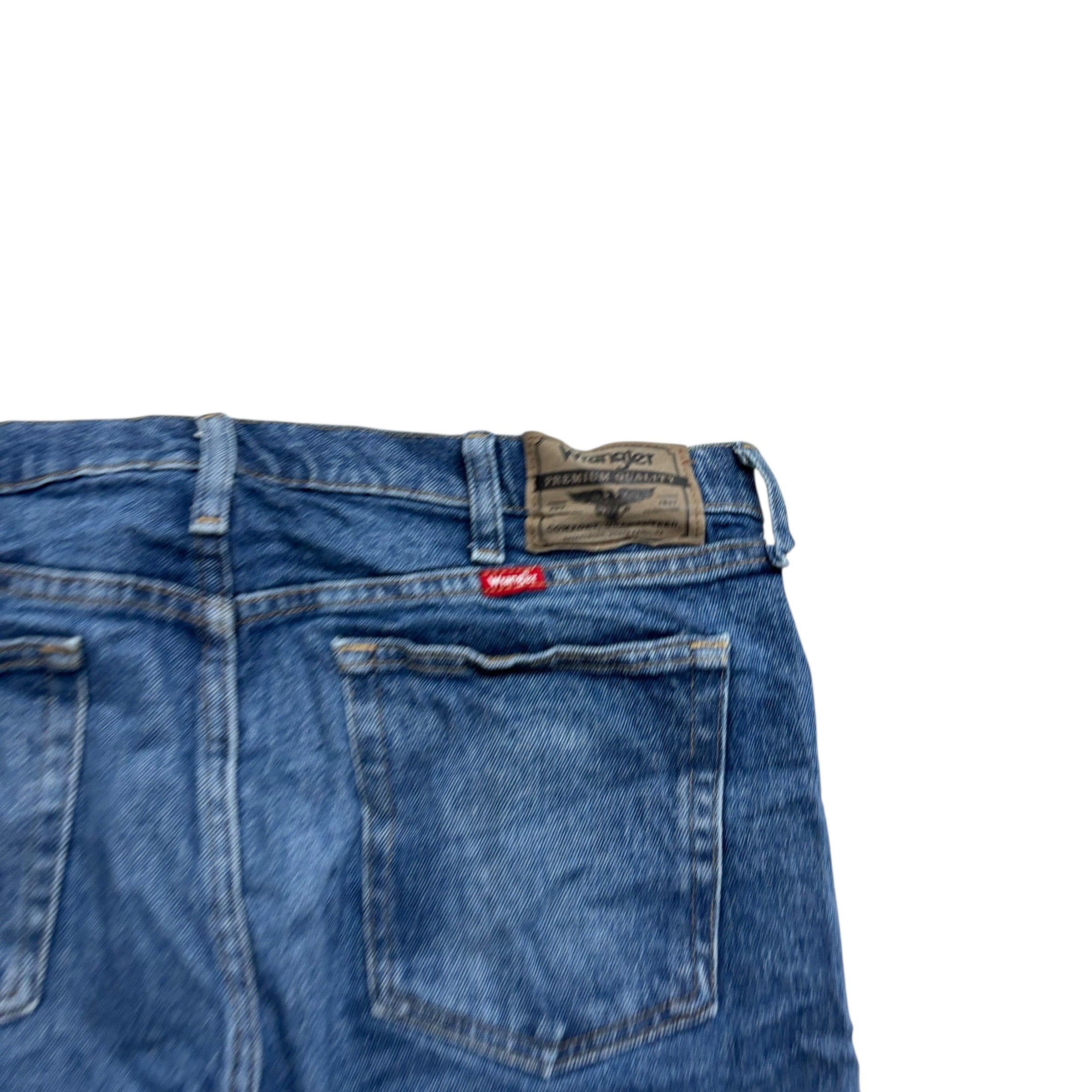 Wrangler Jorts W34 Mens Denim Shorts Mid Blue Regular Fit Stretch