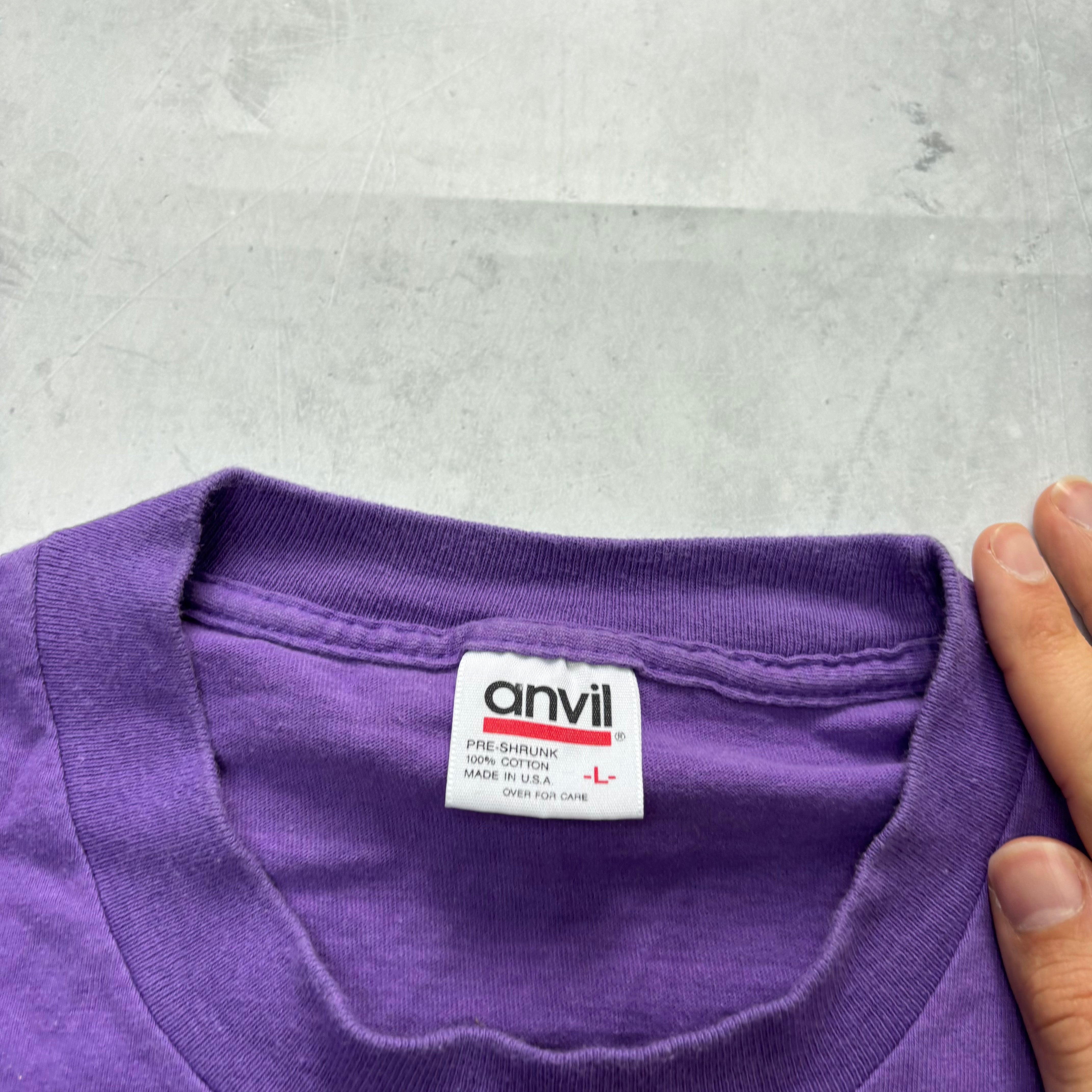 Vintage T Shirt Mens Medium Purple Single Stitch Graphic Print 90s Flowers (E)