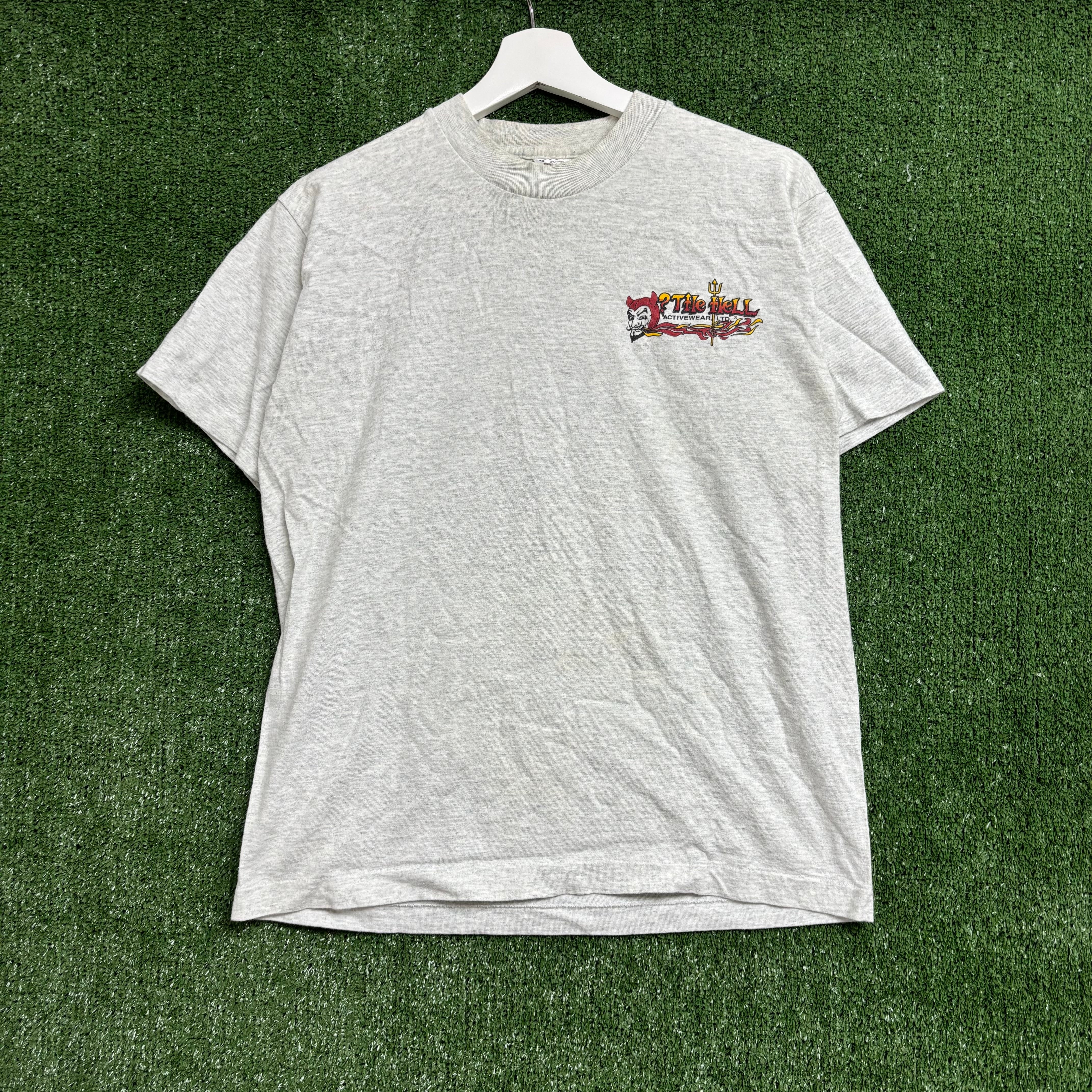Vintage T Shirt Mens Small Grey Single Stitch Graphic Print 90s USA Tourist FOTL