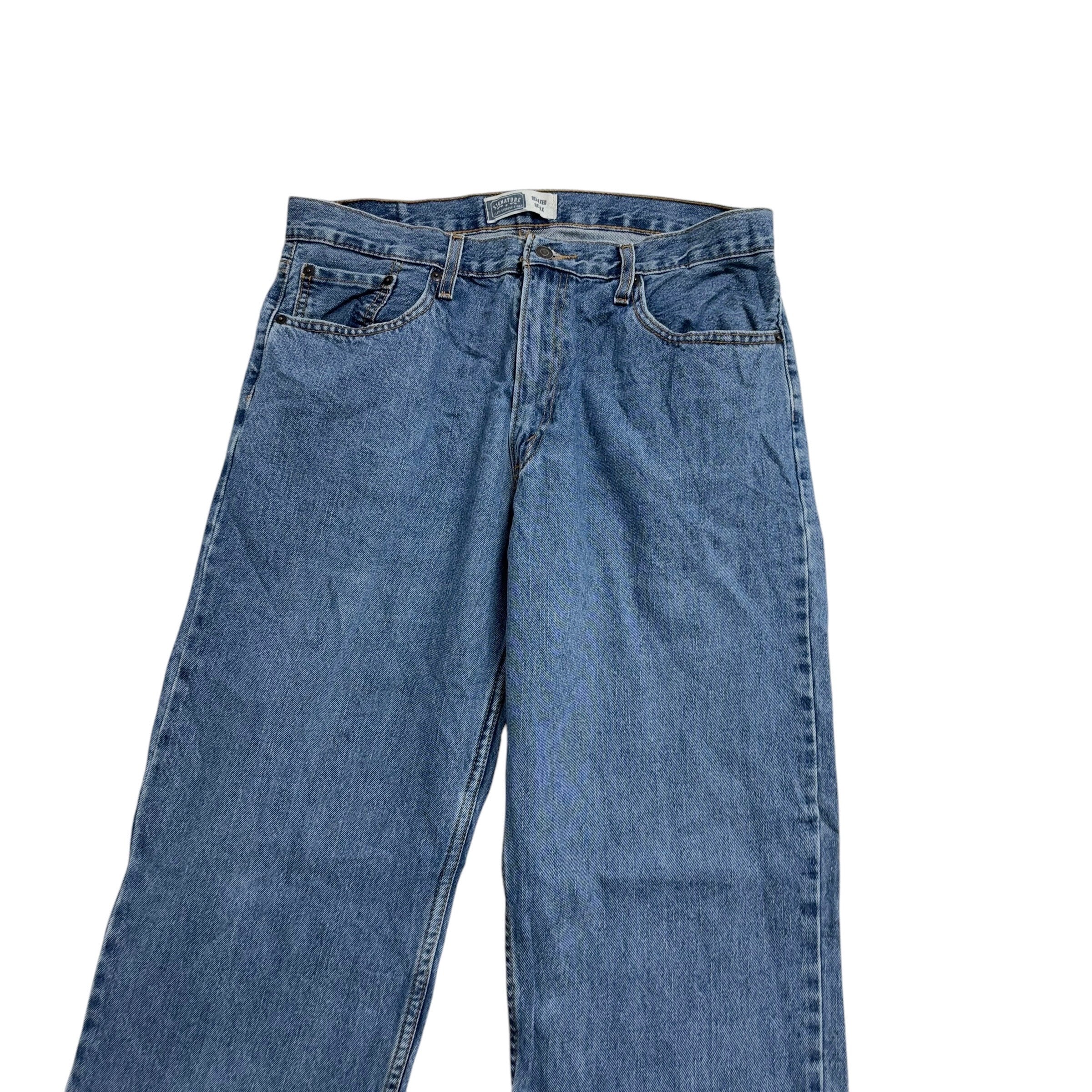 Levis Signature Jeans W36 L32 Mens Mid Blue Relaxed Straight Fit Vintage Denim