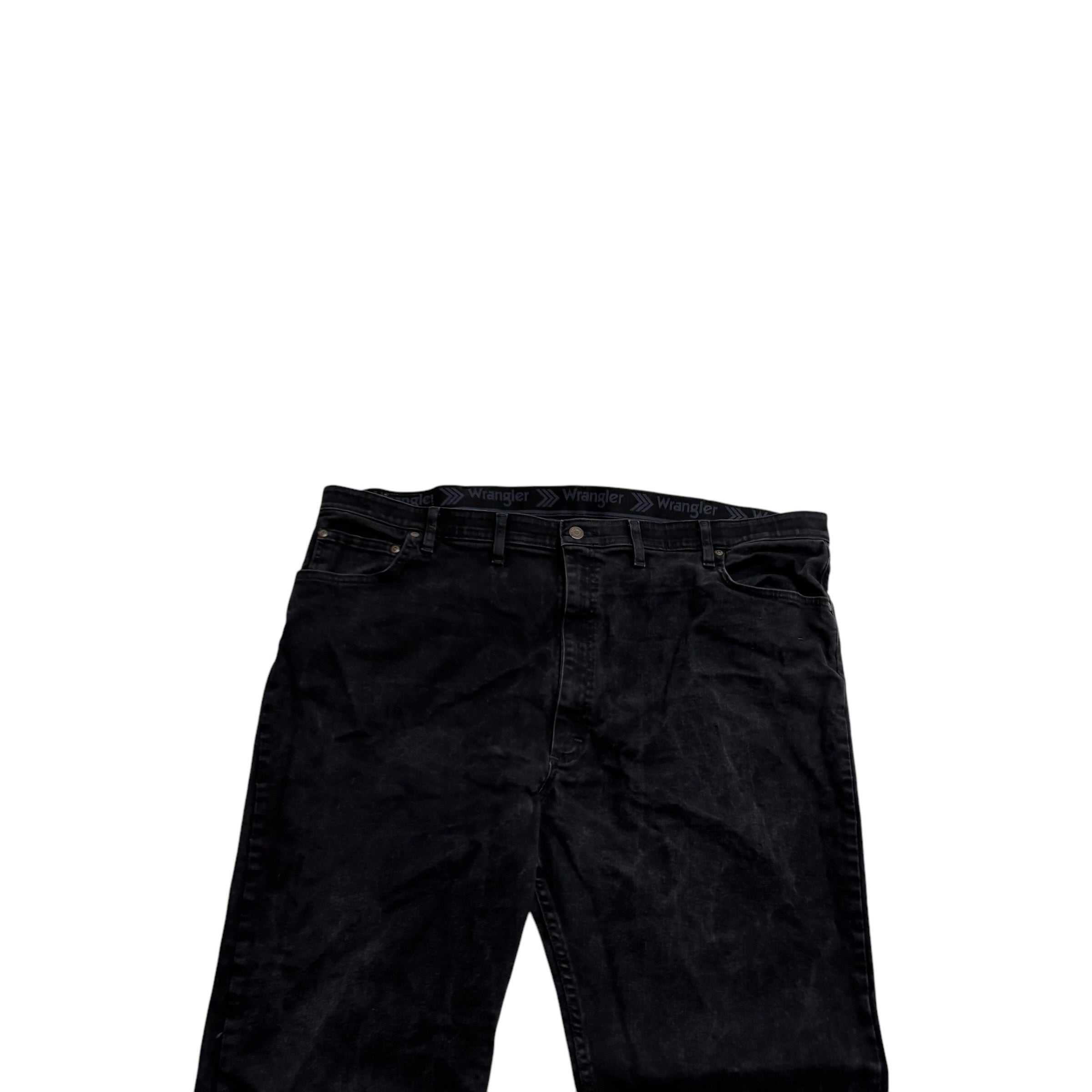 Wrangler Jeans W46 L30 Mens Black Regular Straight Fit Stretch Denim